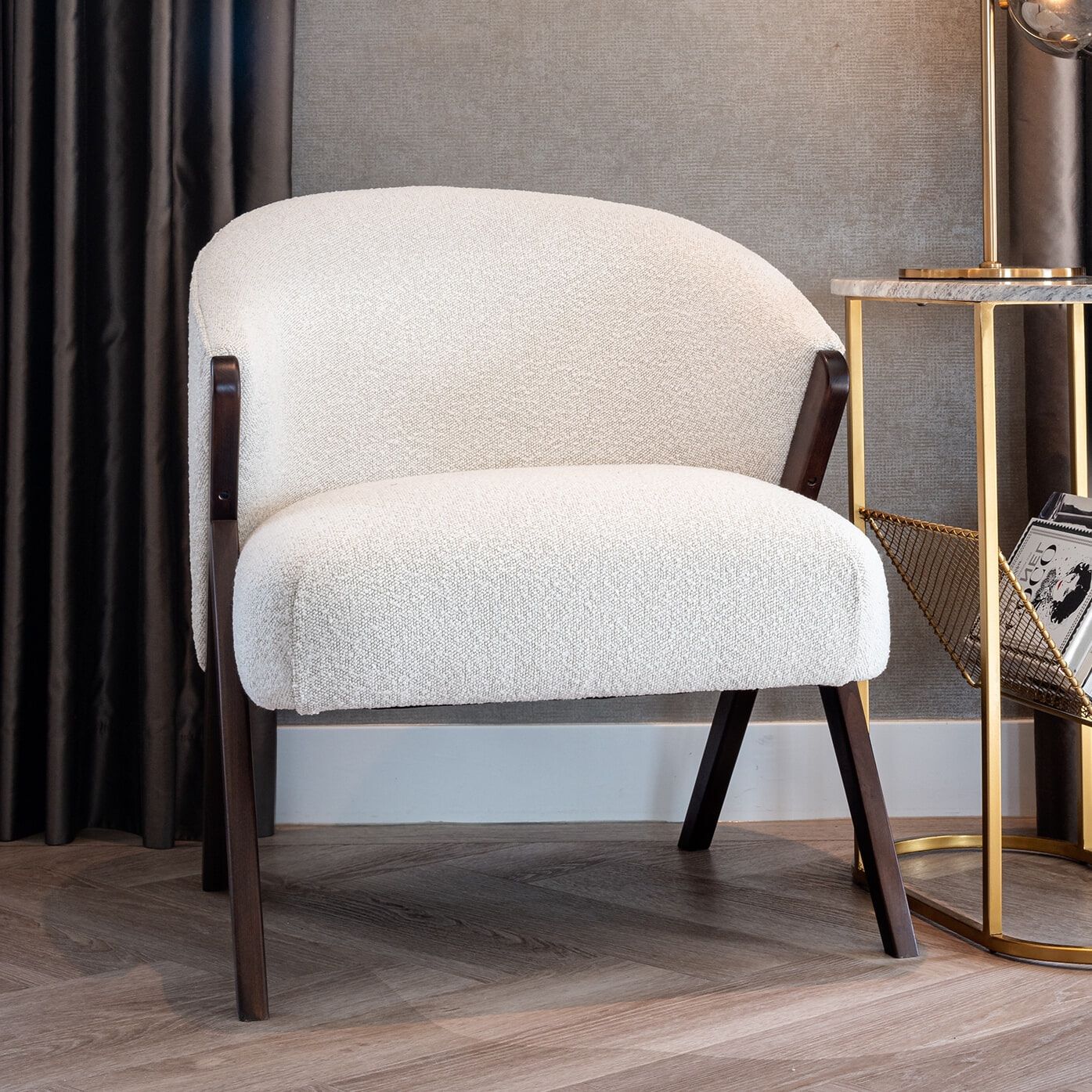 Richmond Fauteuil Mia – Witte Japandi Bouclé fauteuil voor modern comfort