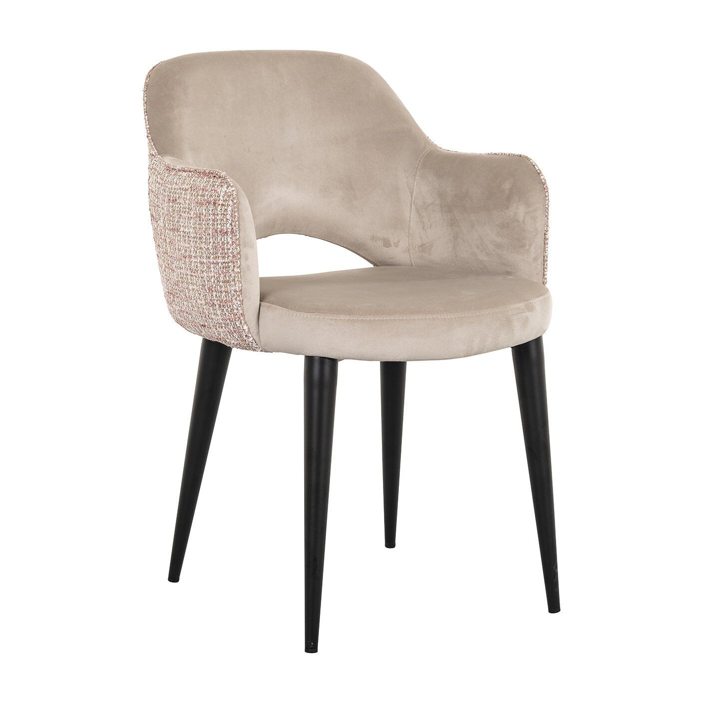 Richmond Giovanna eetkamerstoel – fluweel & stof in Khaki‑Rose