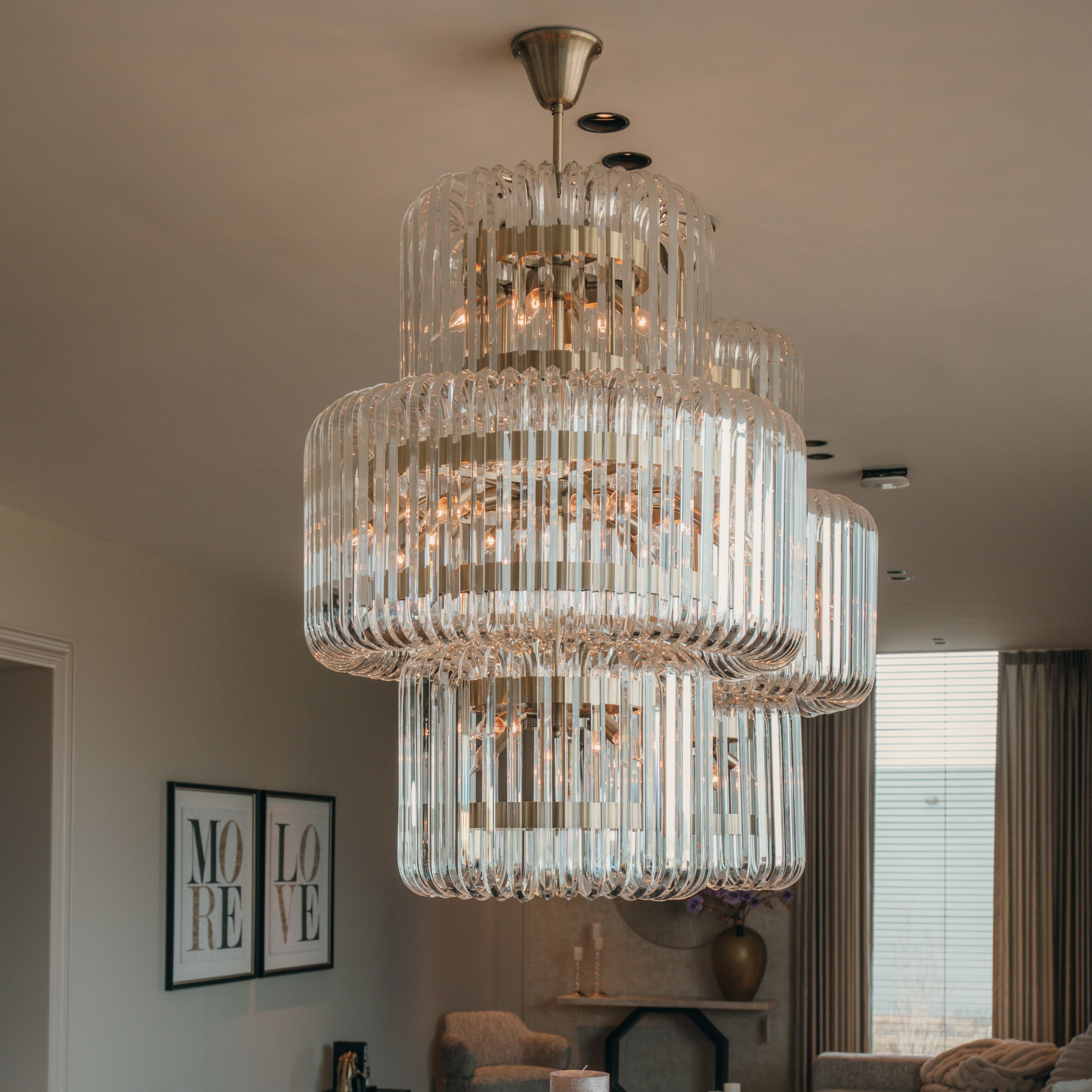 Richmond Hanglamp Chenna – Industrieel Statement in Transparant Glas (80 × 80 cm)
