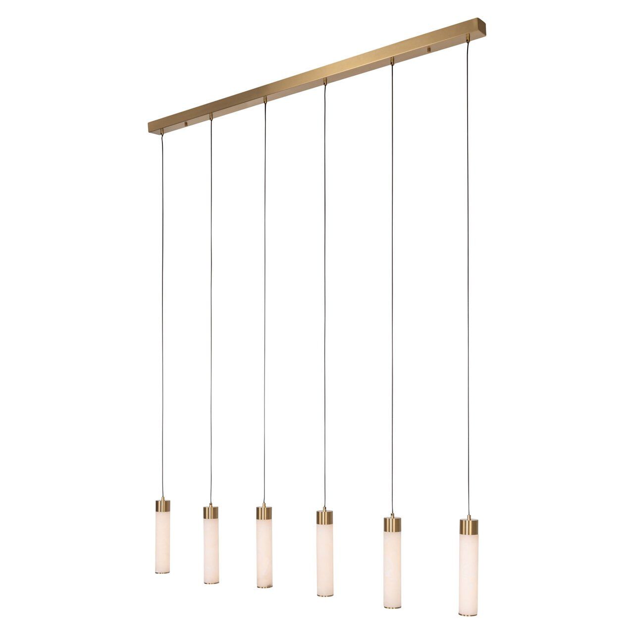 Richmond Hanglamp Elaris Albast – Strakke 6‑lampen kroonluchter in wit