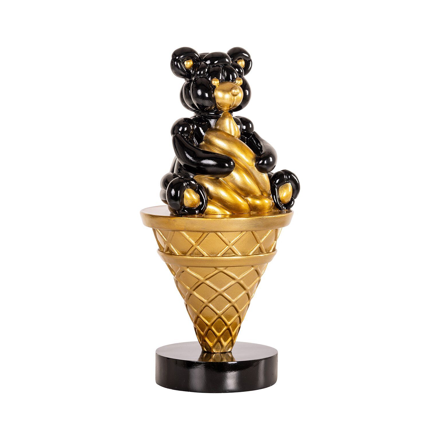 Richmond Interiors Harly – Zwarte teddybeer met ijshoorn, 41 cm