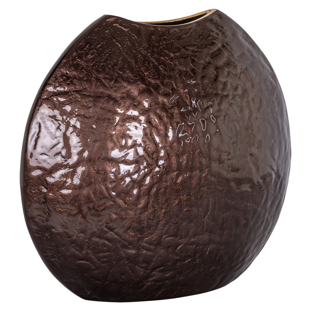 Richmond Interiors Vaas Jony – Donkerbruine aluminium vaas (35 cm)