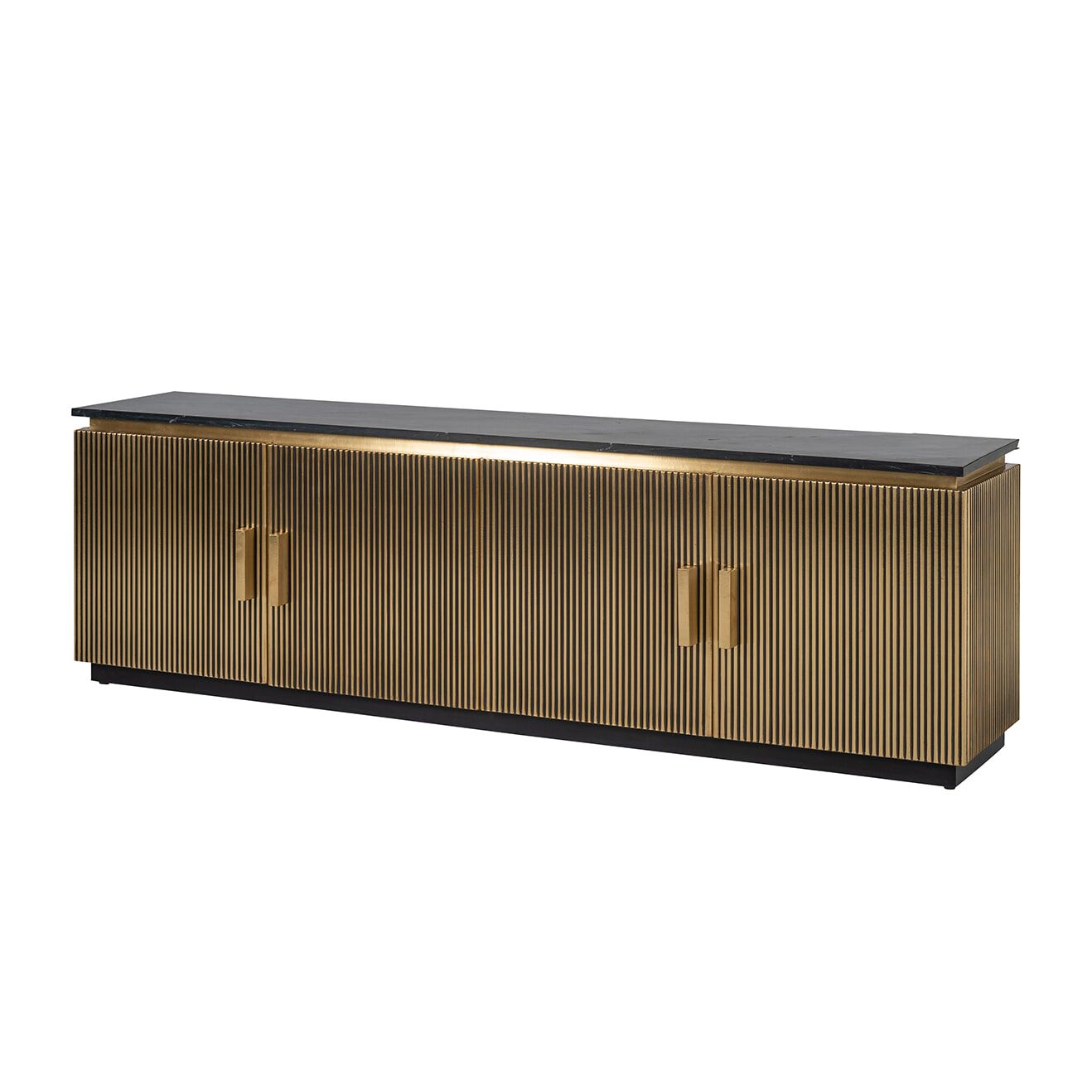Richmond Ironville TV‑meubel 200 cm – Goud & Zwart Marmer, Mid‑Century Modern