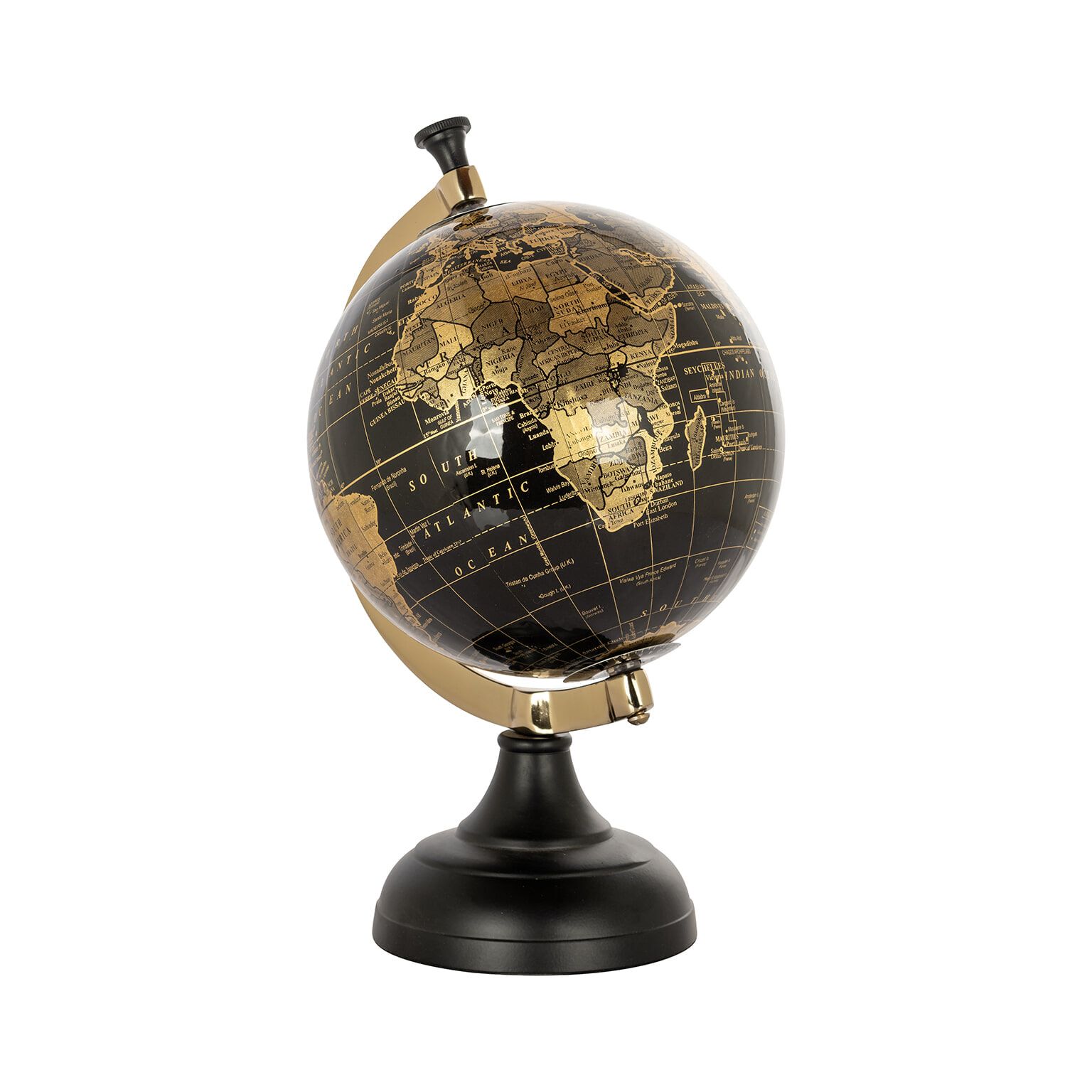Richmond Jilly – Luxe wereldbol decoratie in zwart & goud, 35 cm