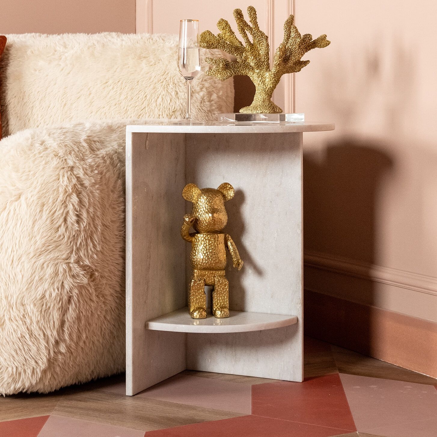Richmond Lansky Bijzettafel – Luxe Marmer in Beige, 51×35 cm