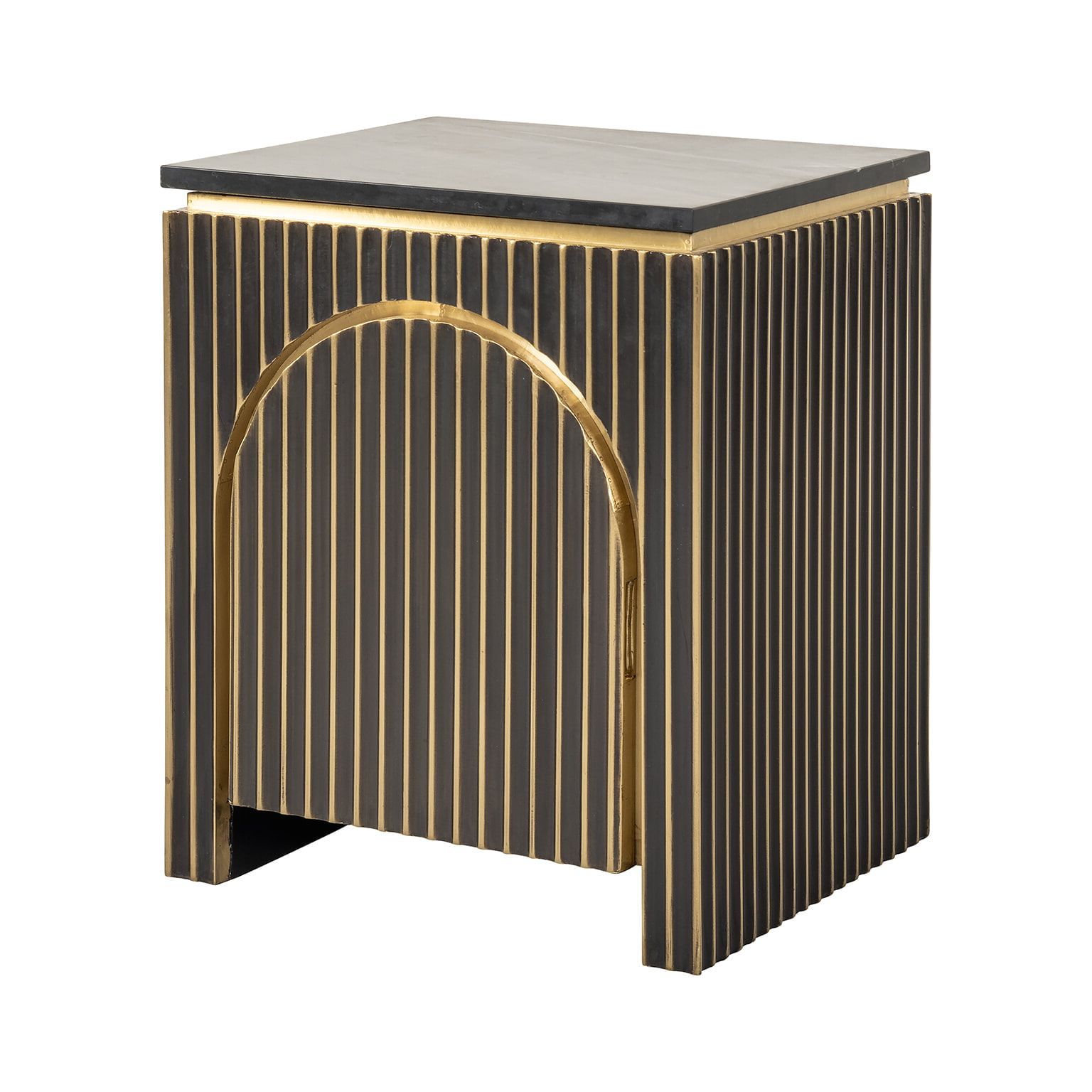 Richmond Les Arcs nachtkastje – luxe in brushed gold en marmer