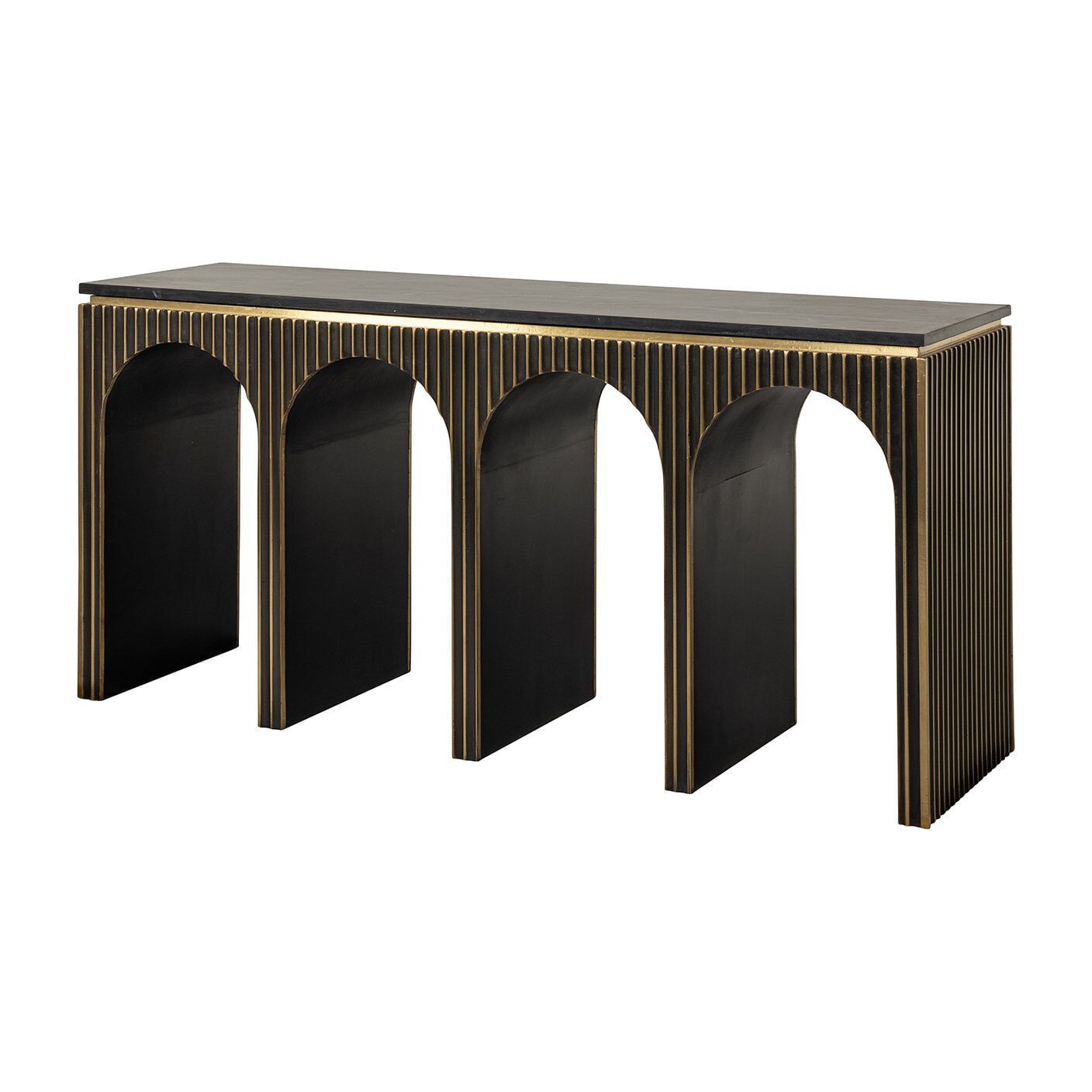 Richmond Les Arcs wandtafel – luxe marmer & brons, 160 cm