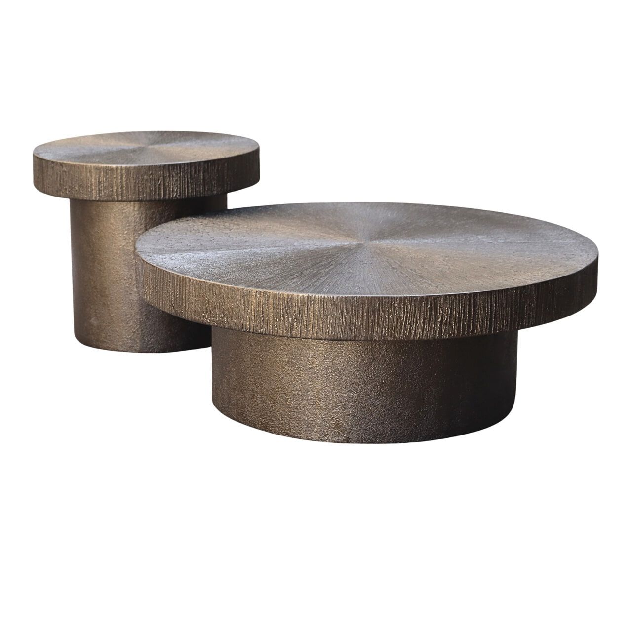 Richmond Lindo set van 2 ronde salontafels – strak metaal‑MDF design, 90 cm