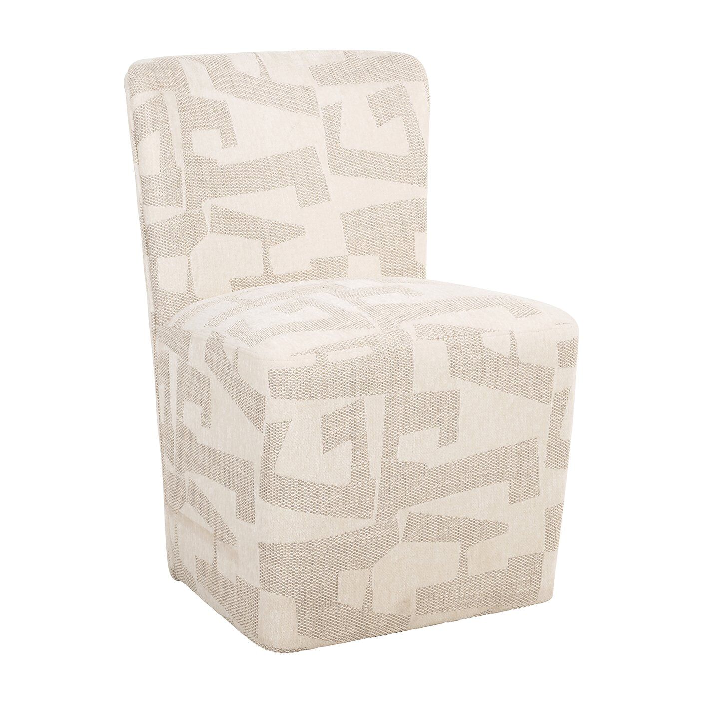 Richmond Lorain eetkamerstoel met wieltjes – elegant comfort in beige graffic