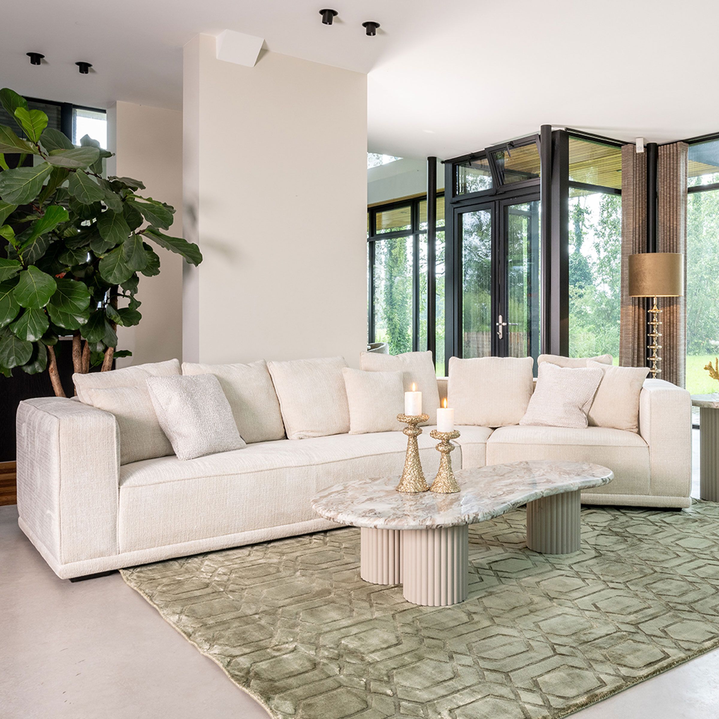 Richmond Lusso Chenille Bank – Luxe 4‑zitter in Warm Beige