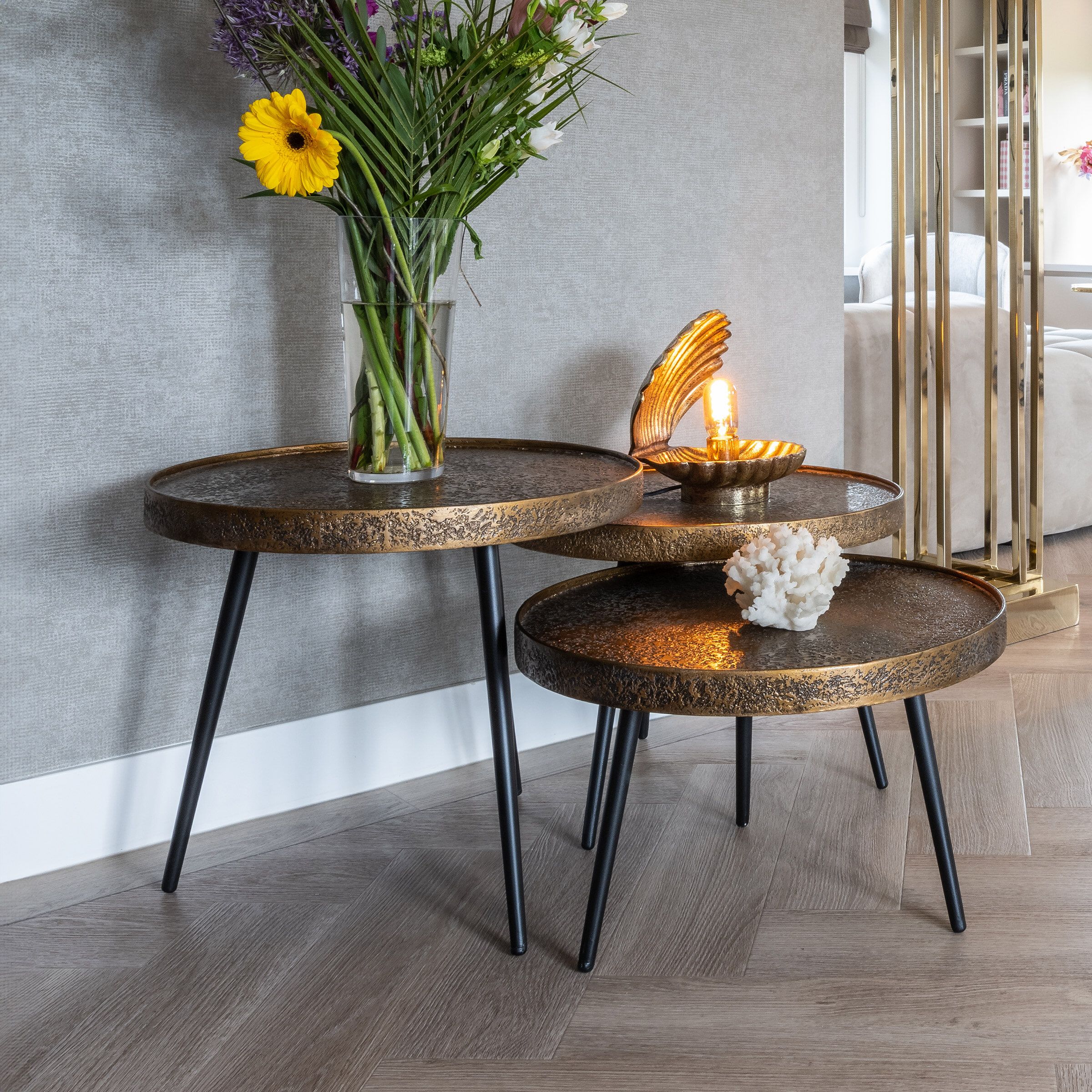 Richmond Luton Salontafel Set – Gouden Rond Design