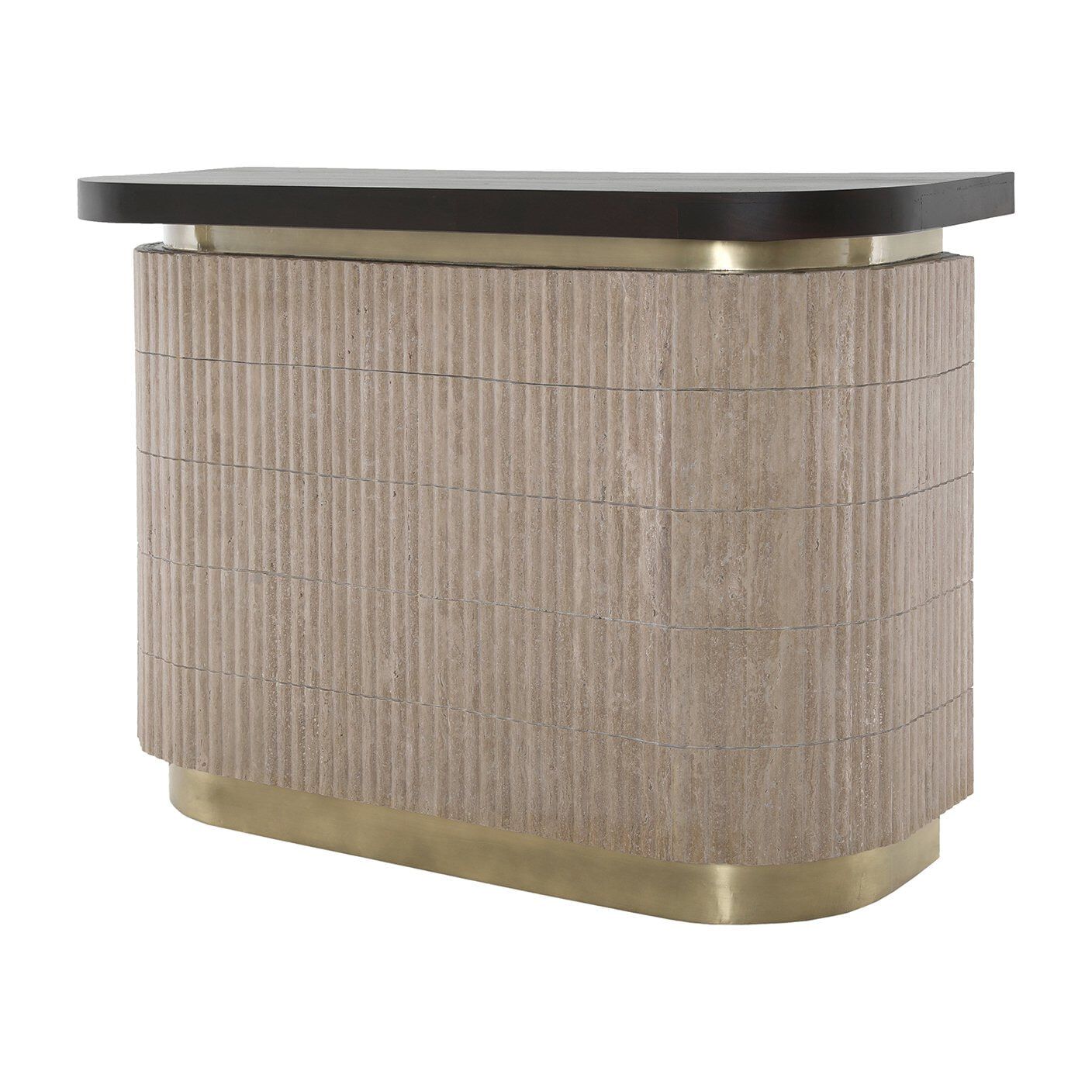 Richmond Martini Bartafel in Travertin & Hout – Luxe Ovaal Design voor Thuis en Horeca