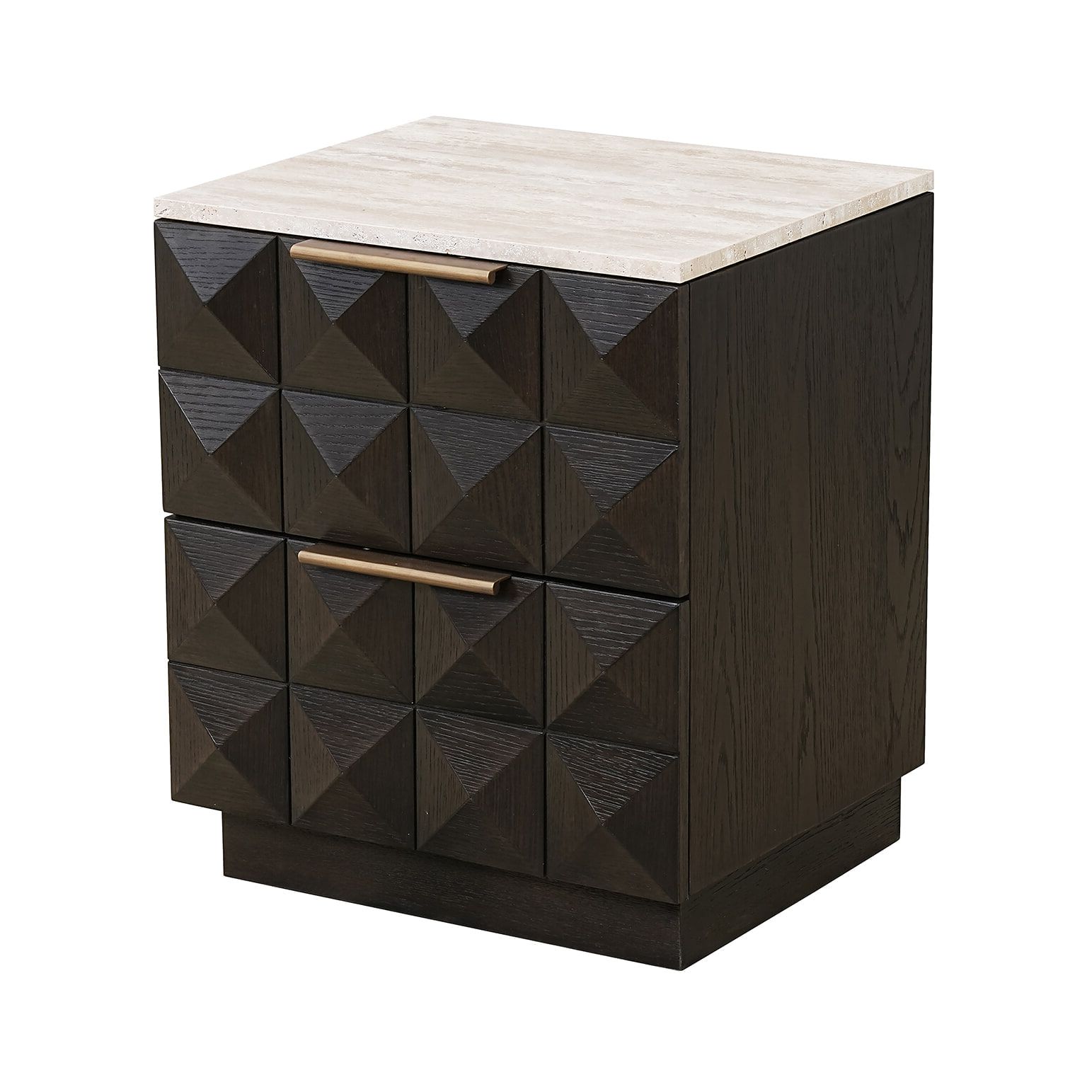 Richmond Nachtkastje Claremont – Elegant eiken‑travertin combinatie (62 × 53 cm)