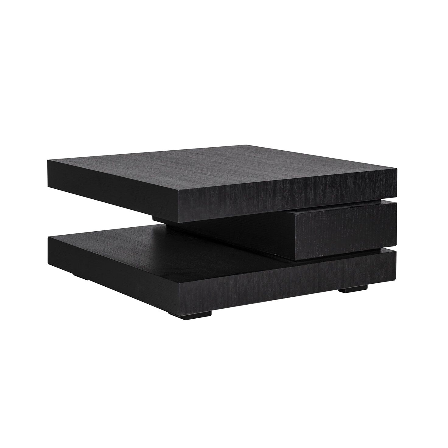 Richmond Oakura Salontafel 90 × 90 cm – Elegante zwarte eikenhouten H‑vorm