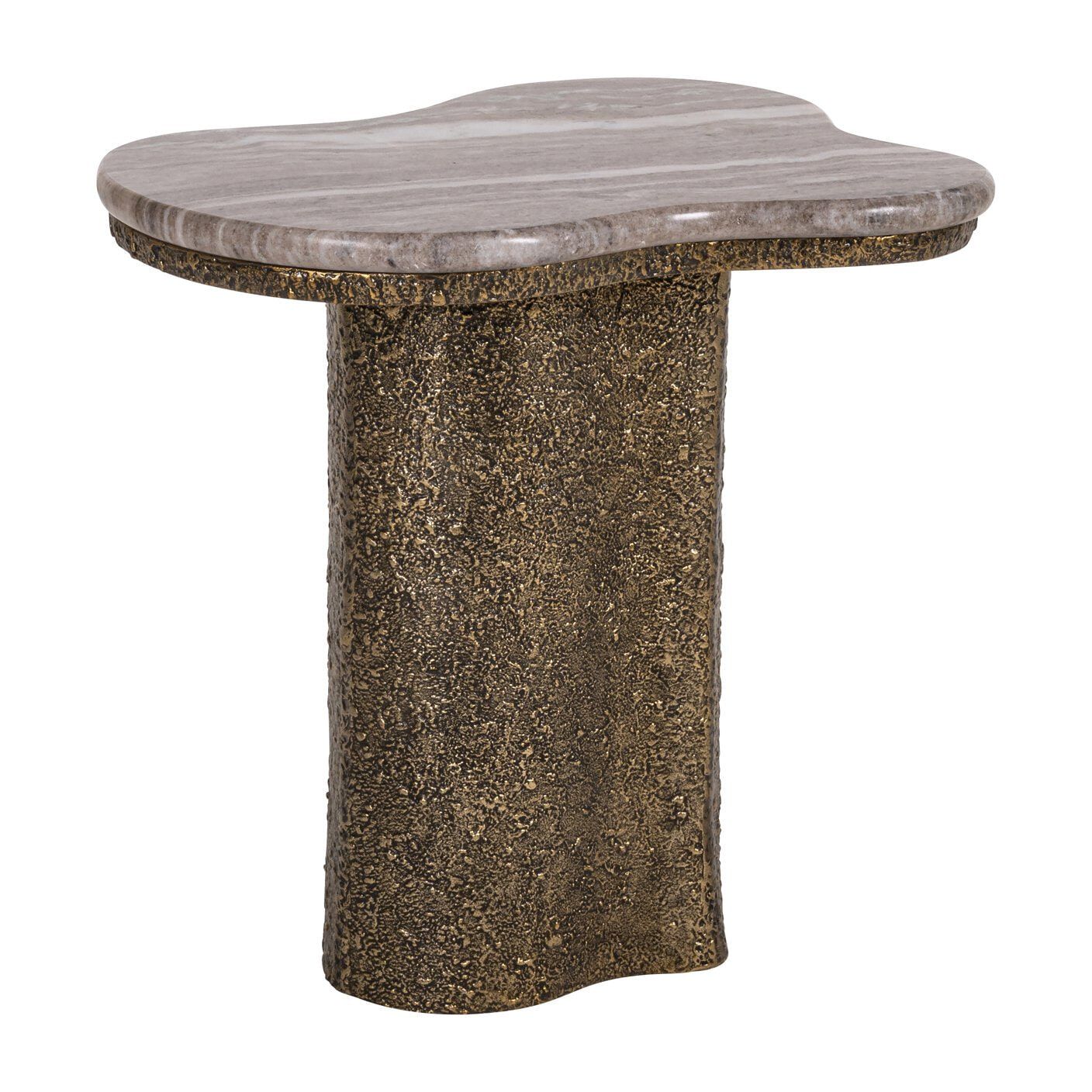 Richmond Organische Bijzettaafel Abandos – Brons marmer & brass, 60 × 50 cm