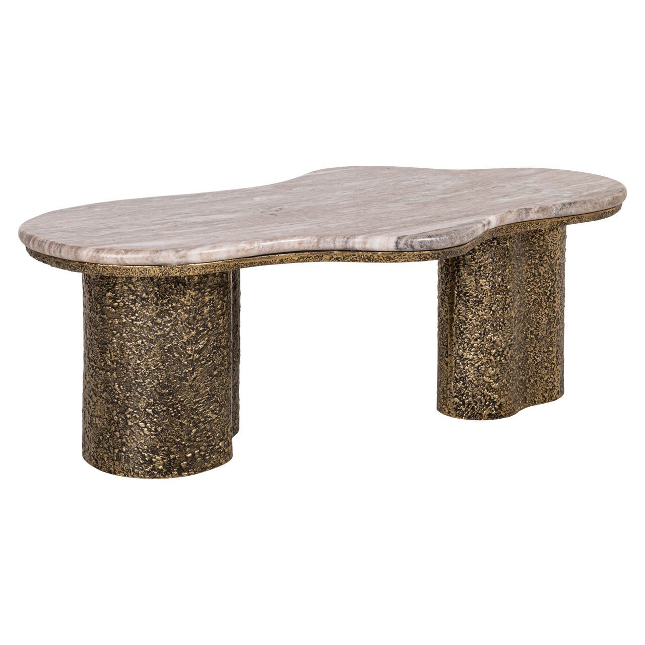 Richmond Organische Salontafel Abandos – Gouden marmer & brass