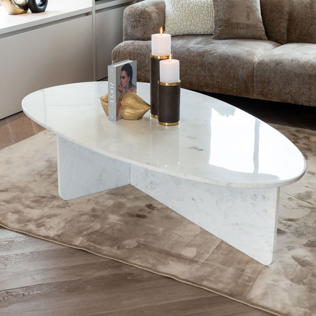 Richmond Organische Salontafel Brandon – Luxe wit marmer 170 × 95 cm