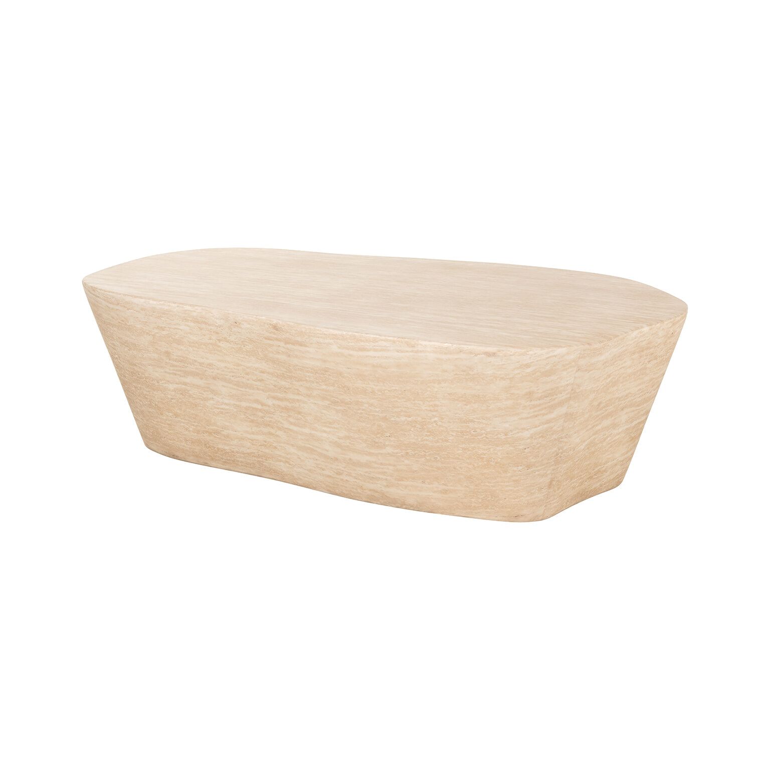 Richmond Organische Salontafel Fictus – Travertin Look, 125×80 cm, Beige (Japandi)
