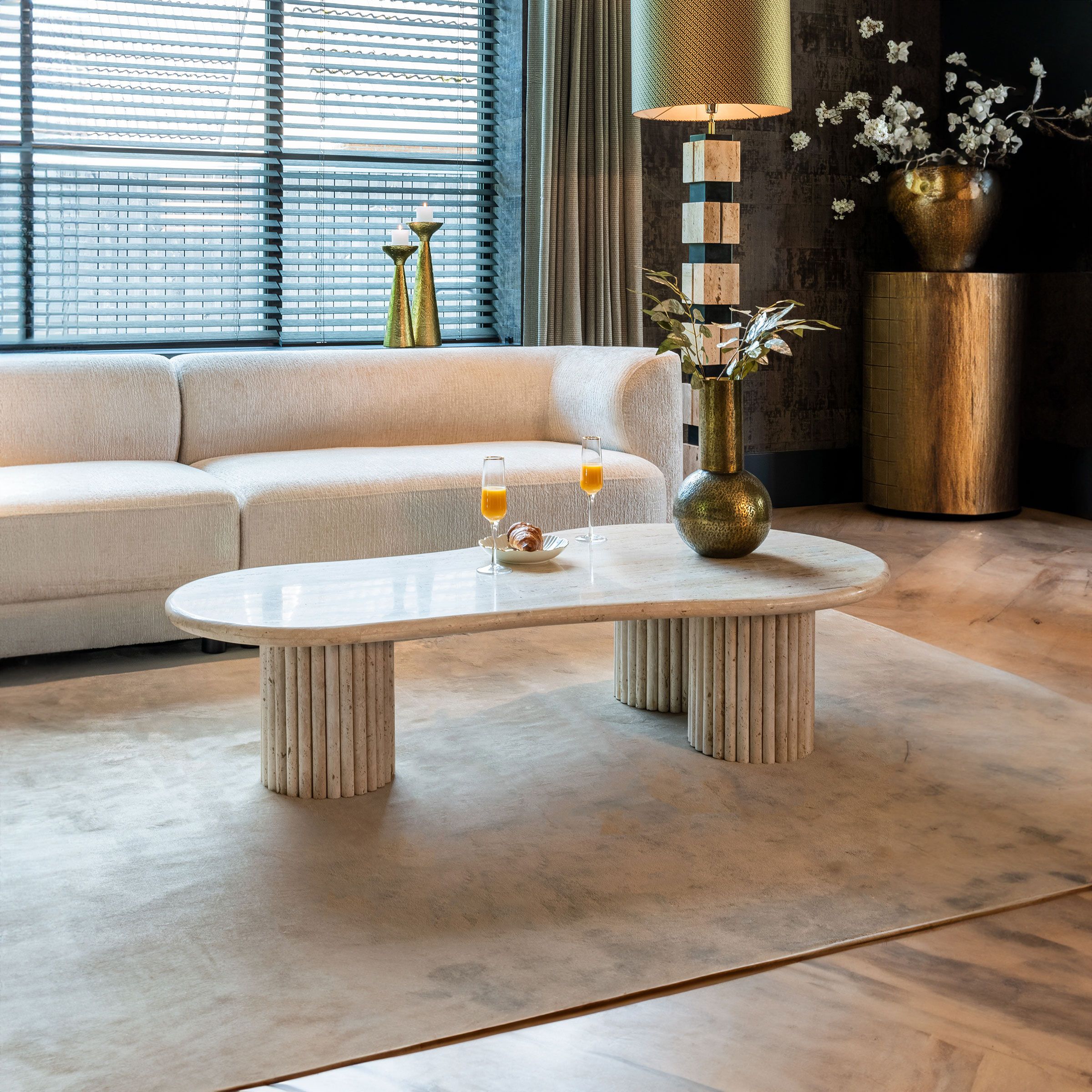 Richmond Organische Salontafel La Cantera – Natuurlijke luxe in travertin (150 × 80 cm)