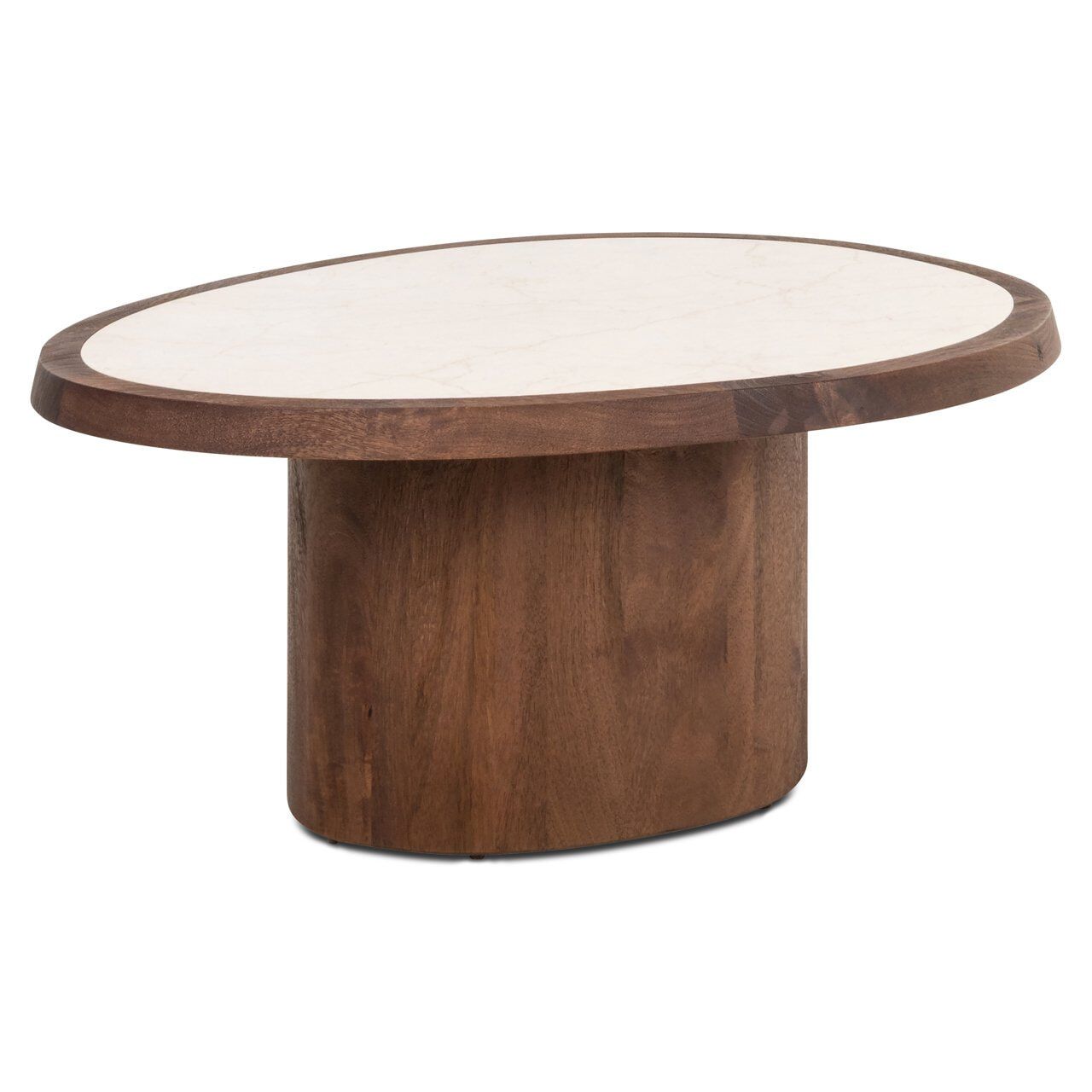 Richmond Organische Salontafel Melrose – Marmer & Mangohout, 90 × 70 cm (Bruin)