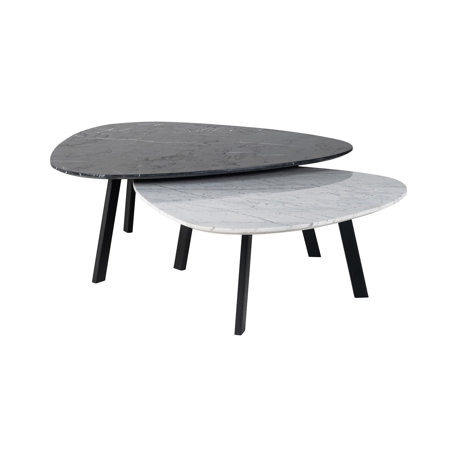 Richmond Organische Salontafel Trocadero Set – 2‑delige Marmeren Elegantie in Zwart