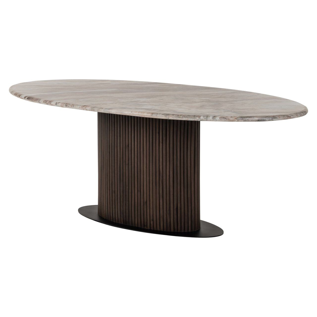 Richmond Ovale eettafel Rasford – Marmerblad, 200 × 100 cm, donkerbruin