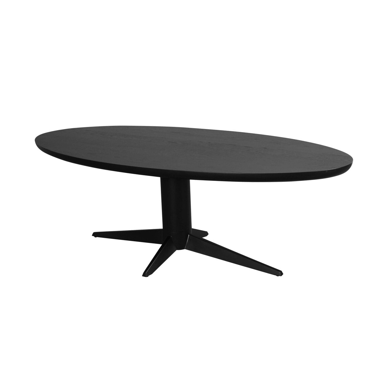 Richmond Ovale Eettafel Rayford – Strakke Zwarte Tafel van Eiken en Metaal (230 × 110 cm)