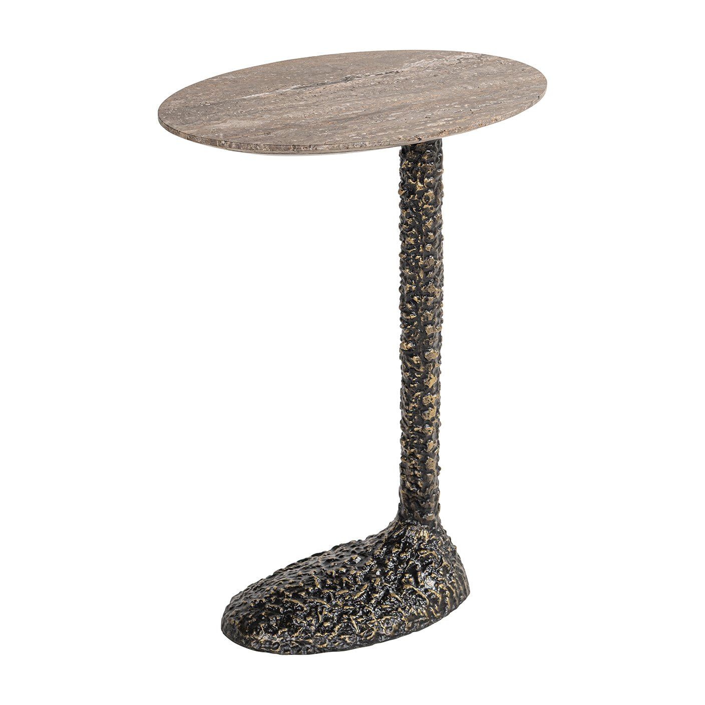 Richmond Ovale Laptoptafel Arosa – Elegante Travertin Bijzettafel voor Compacte Ruimtes