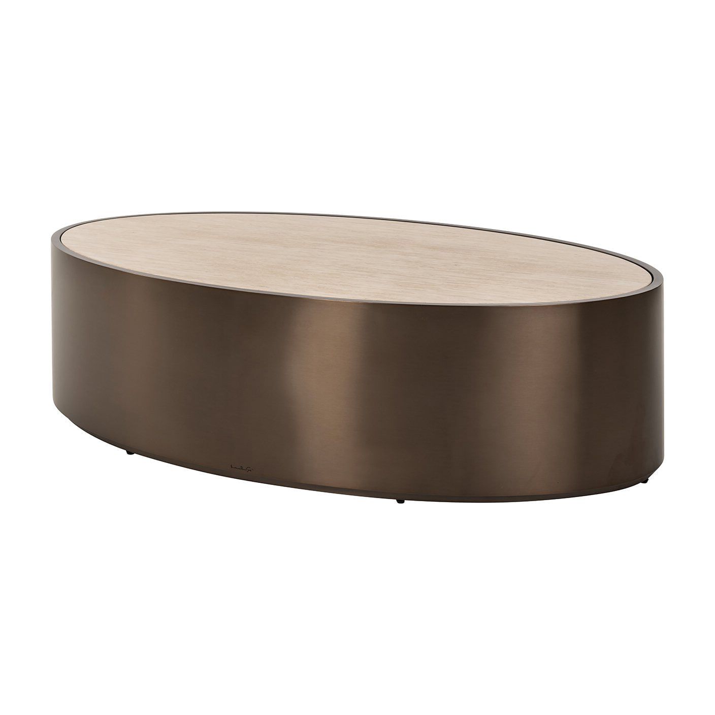 Richmond Ovale Salontafel Bonanza – Luxe marmerlook met brons onderstel, 140 × 80 cm