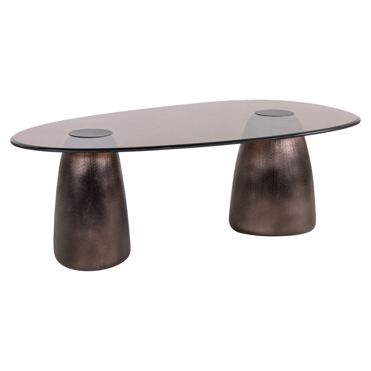 Richmond Ovale Salontafel Hayden – Brons & Glas, 128 × 69 cm