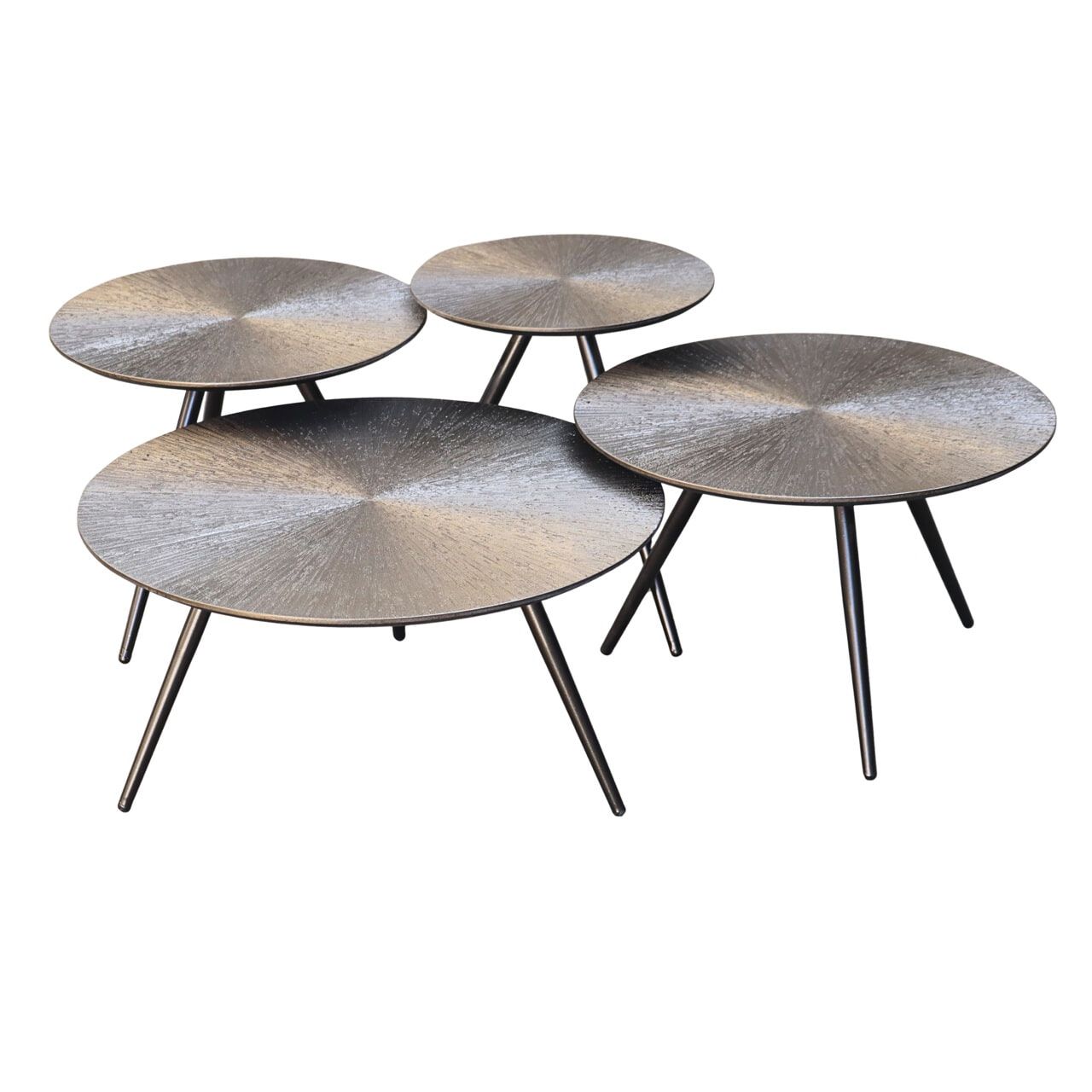 Richmond Quadra Salontafel Set – Moderne Zilveren Rondtafel van 4