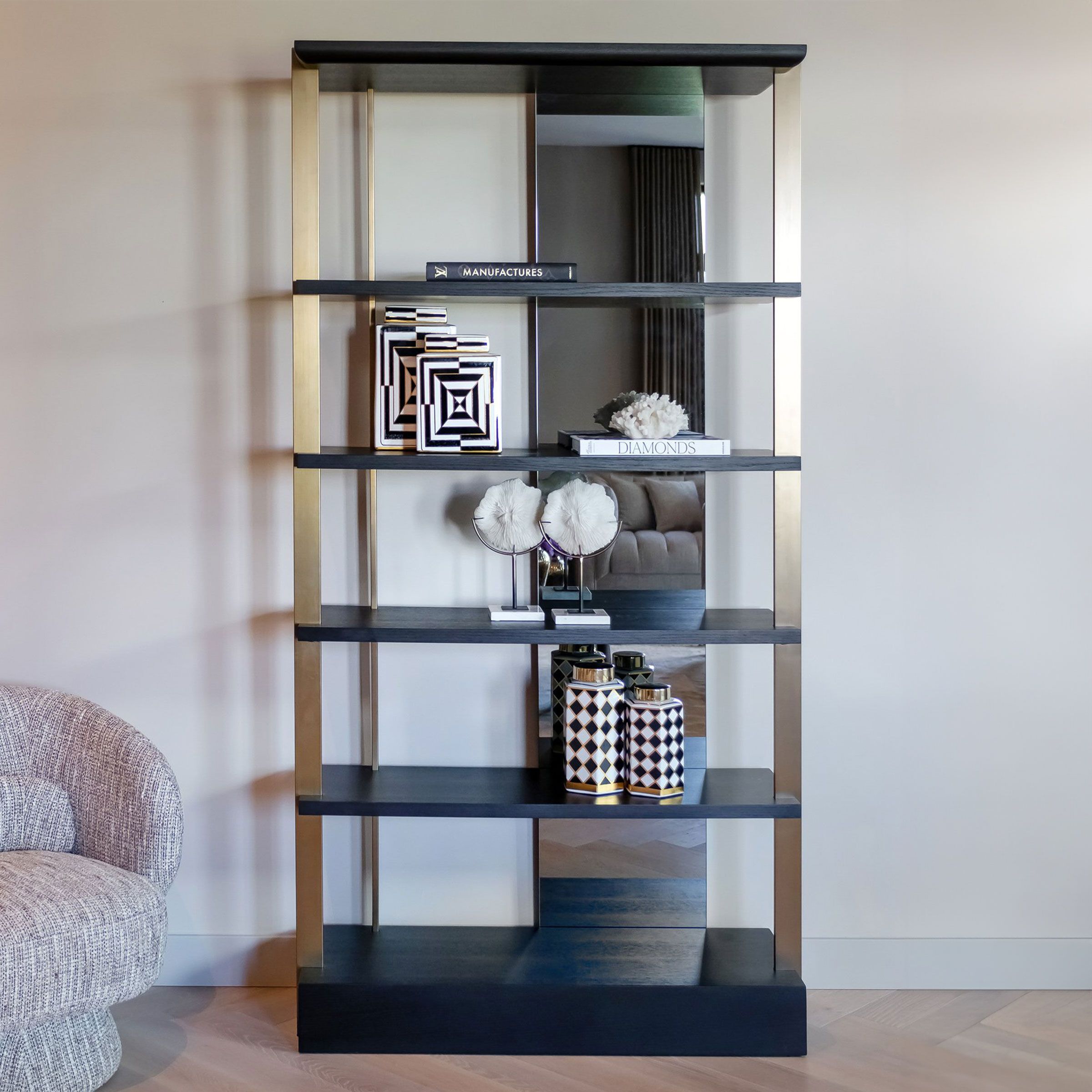 Richmond Rigley Wandkast met Spiegel – Luxe Gouden Eikenfineer (218×112 cm)