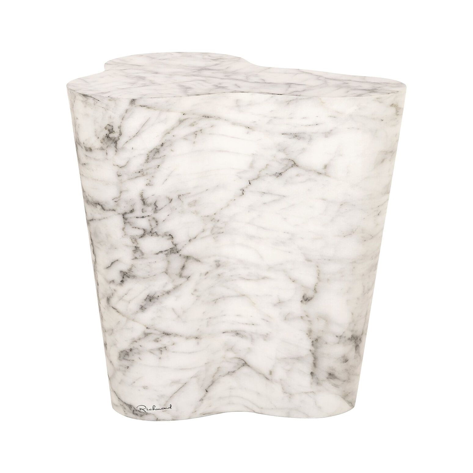 Richmond Rockyard Organische Bijzettafel – Elegante Faux‑marmeren Sculptuur in Wit