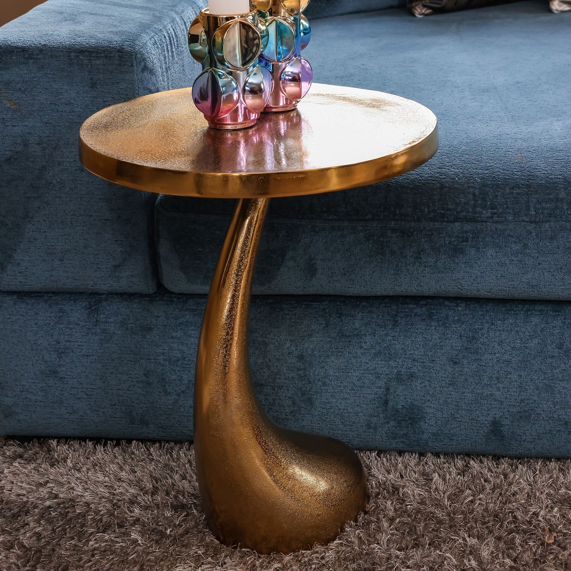 Richmond Ronde Bijzettafel Dolphin 45 cm – Gouden Glans voor Moderne Interieurs