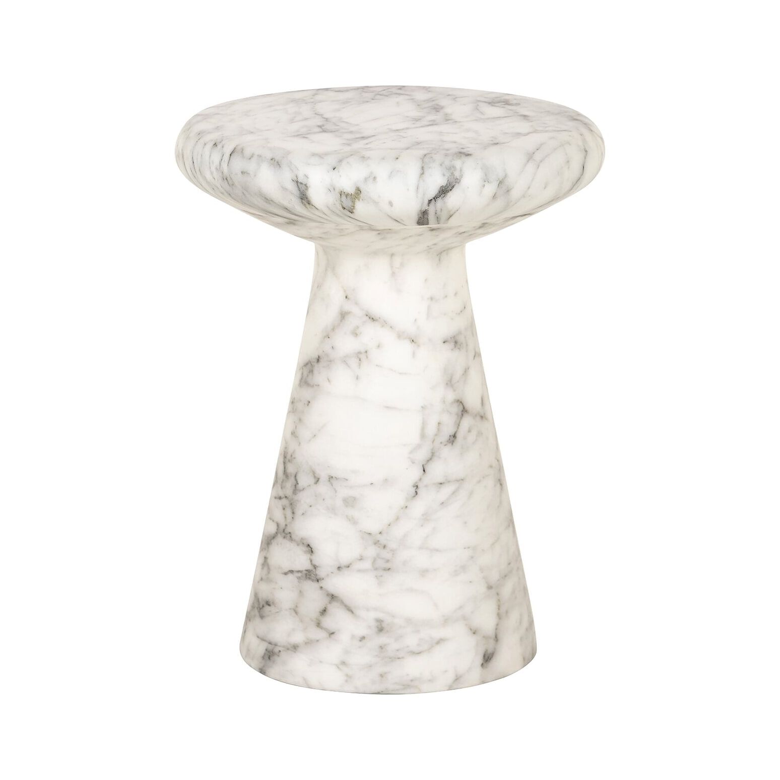 Richmond ronde bijzettafel Lohan – luxe faux marmer in stralend wit