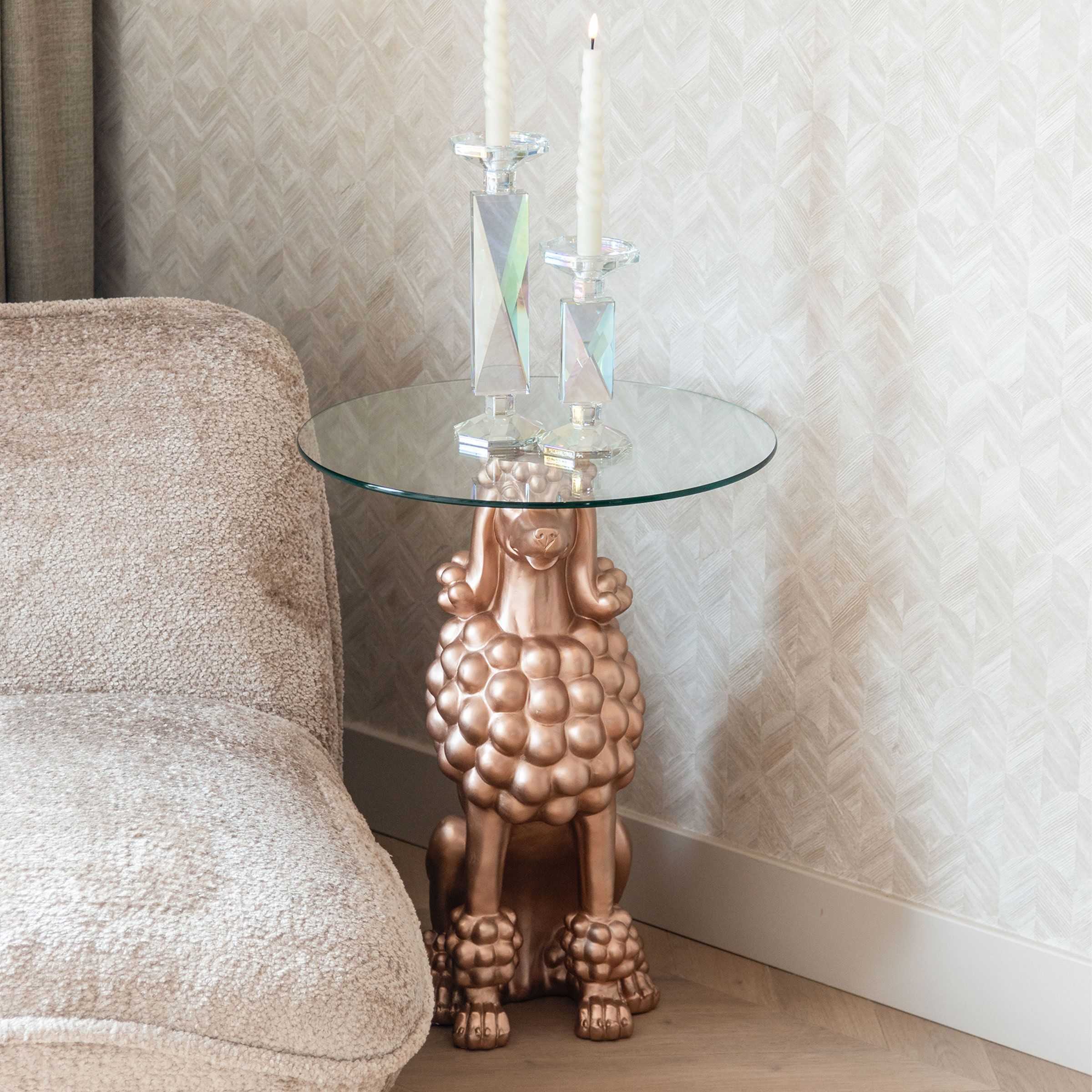 Richmond Ronde Bijzettafel “Poodle” – Brons, 48 cm