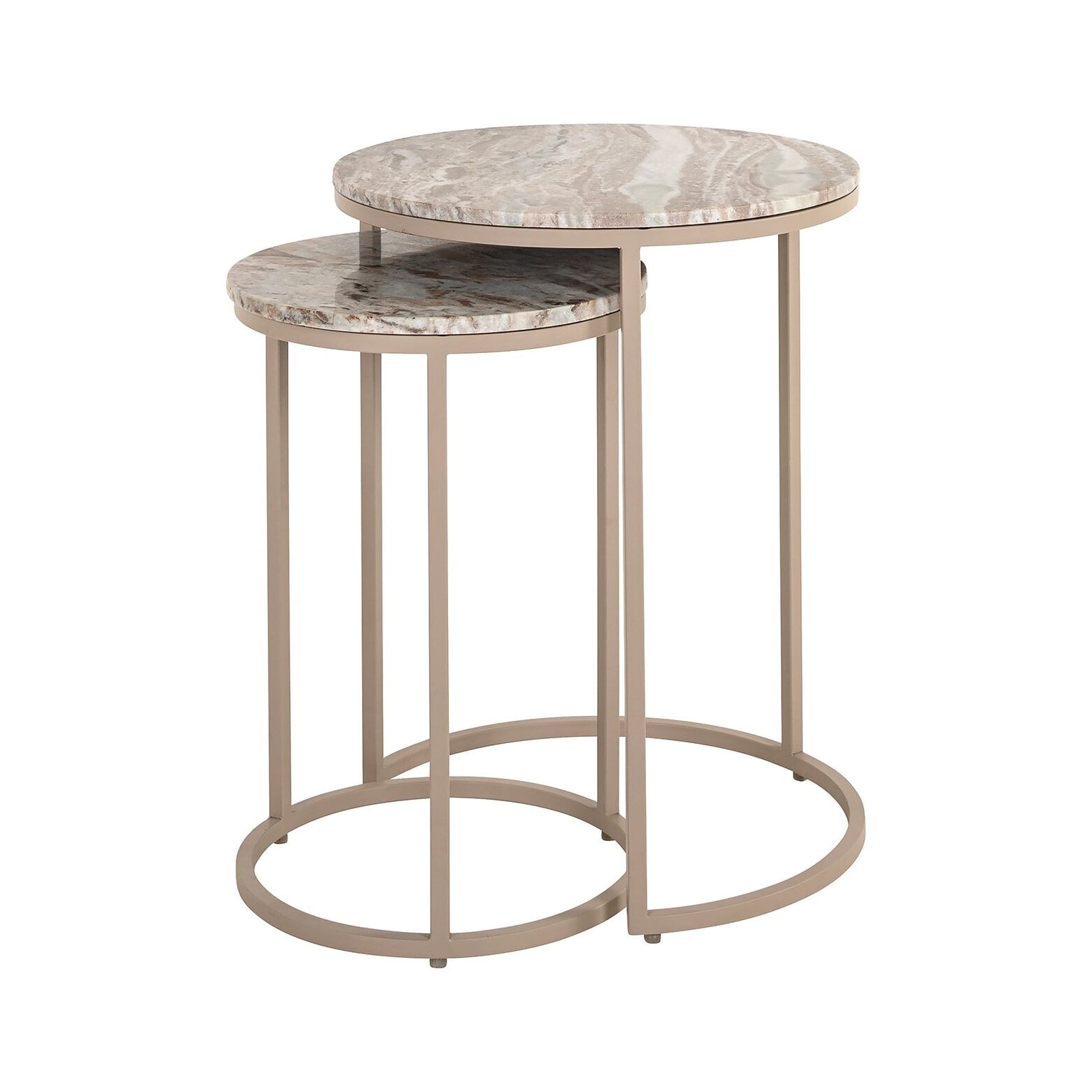 Richmond Ronde Bijzettafel Set van 2 – Fairfax Marmer – Elegant & Functioneel