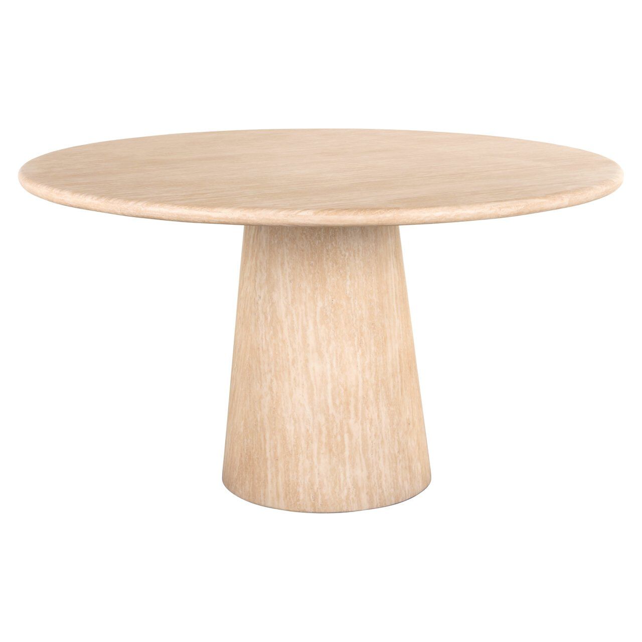 Richmond Ronde Eettafel “Fictus” in Travertinlook – 140 cm, Beige, Japandi‑stijl