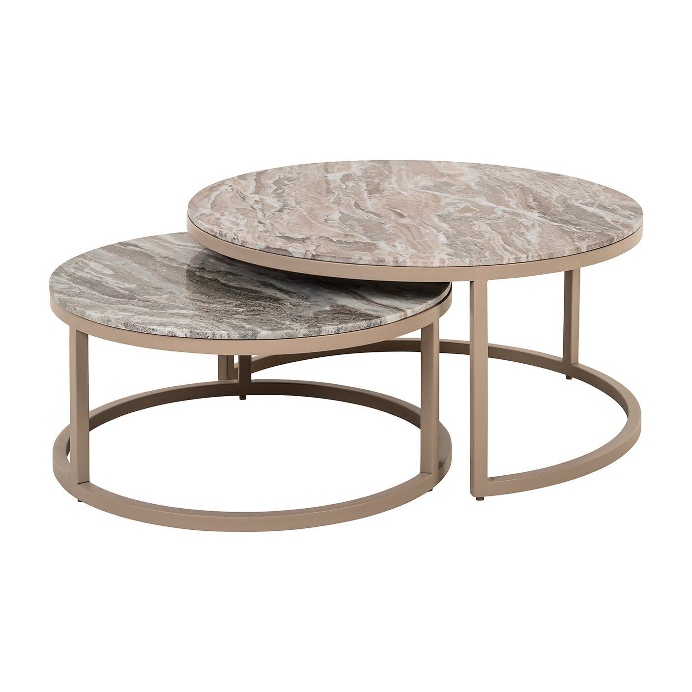 Richmond Ronde Salontafel Set – Fairfax Marmer – Elegante Duo voor de Moderne Woonkamer