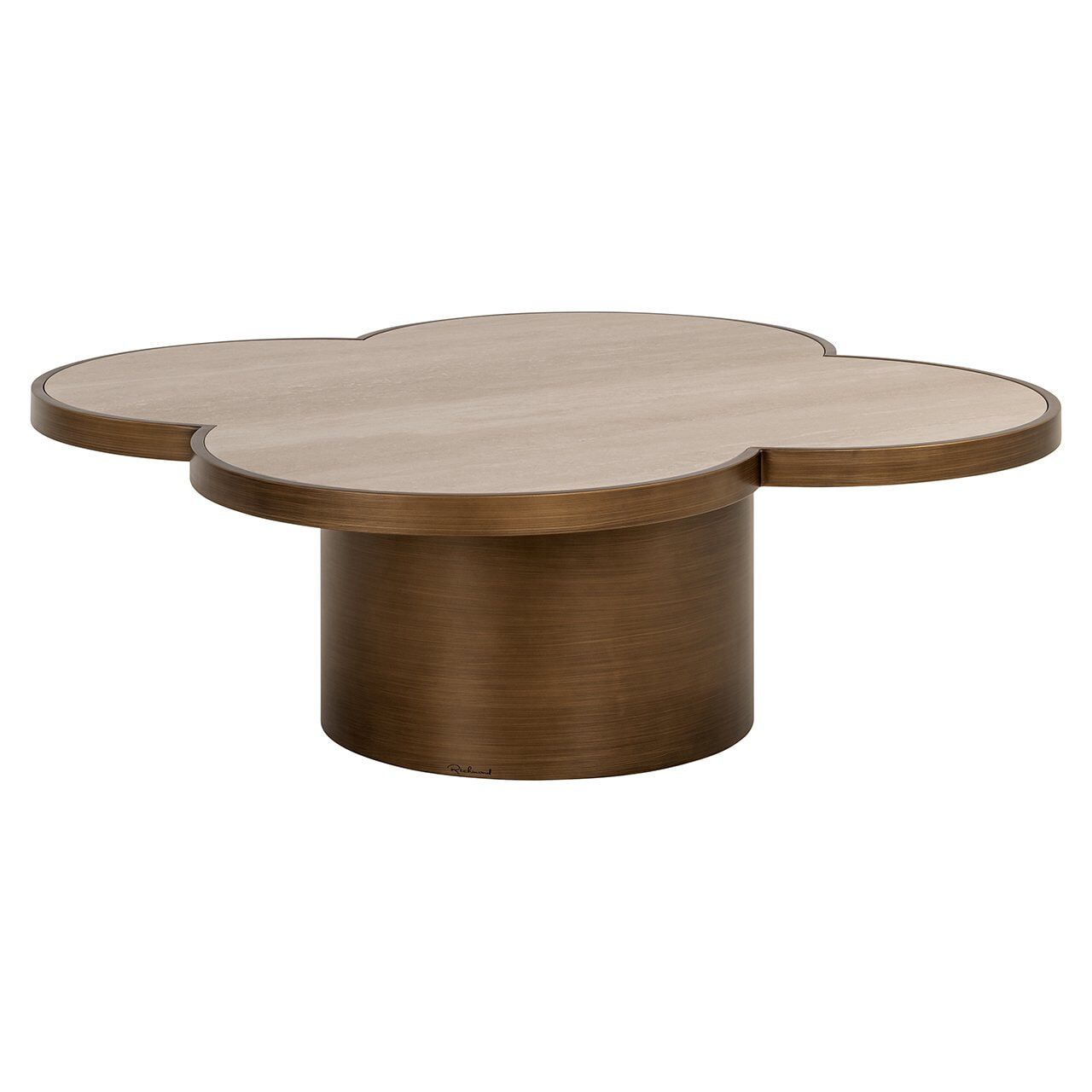 Richmond Salontafel Clover – Moderne Travertinlook, 120 cm, Beige