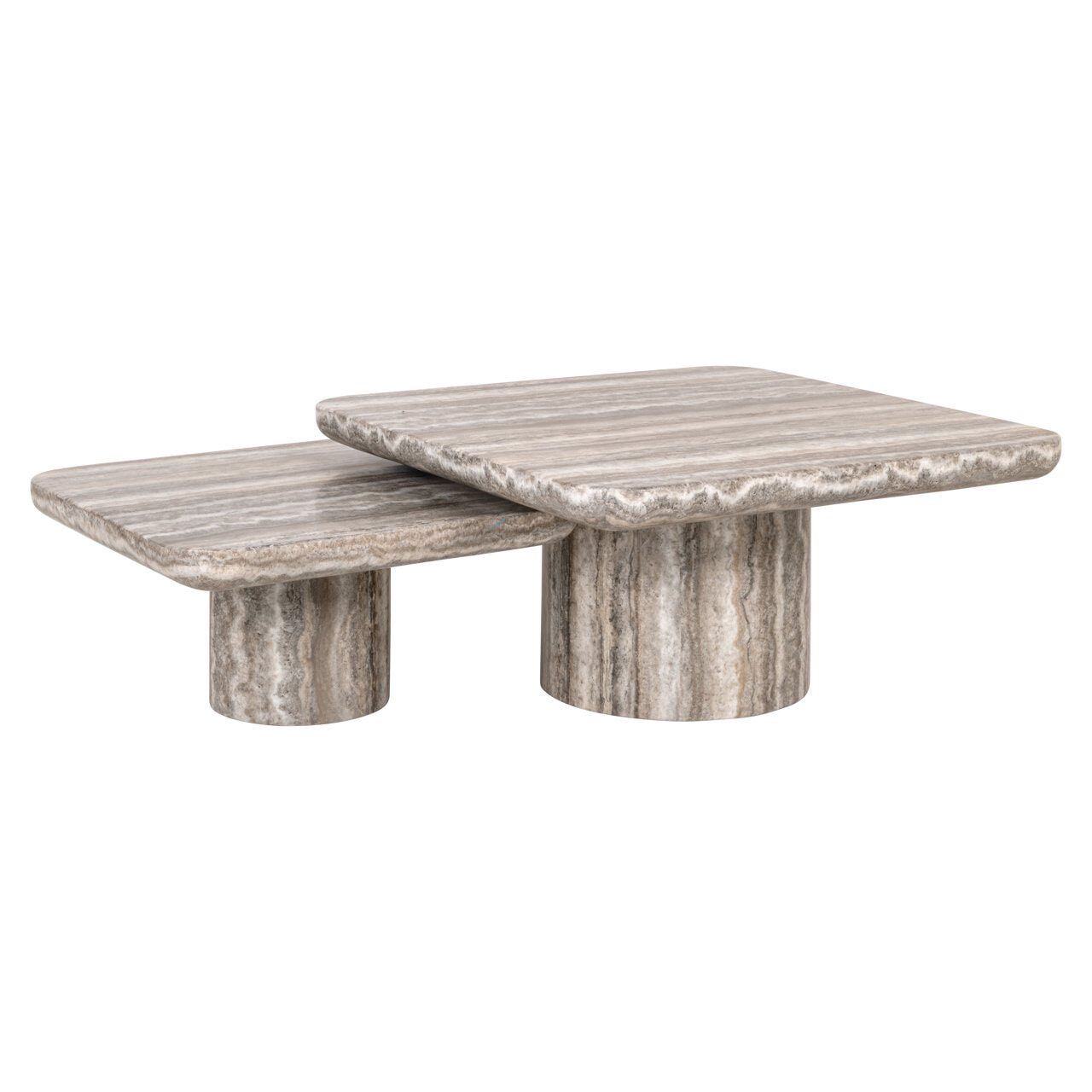 Richmond Salontafel Denizly – Elegante set van twee grijze travertin‑look tafels