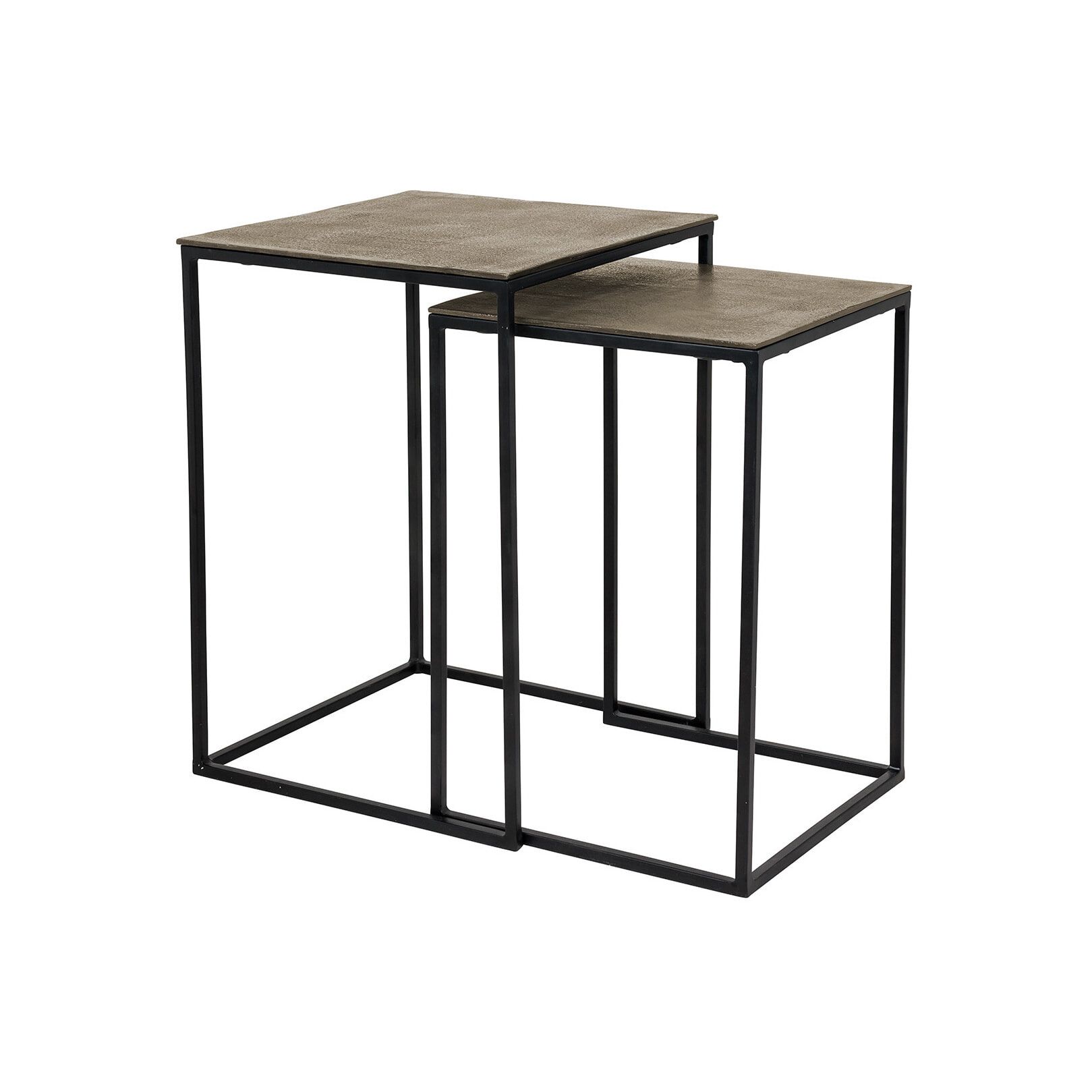 Richmond Salontafel Finn – Luxe vierkante set van 2 in Champagne Gold