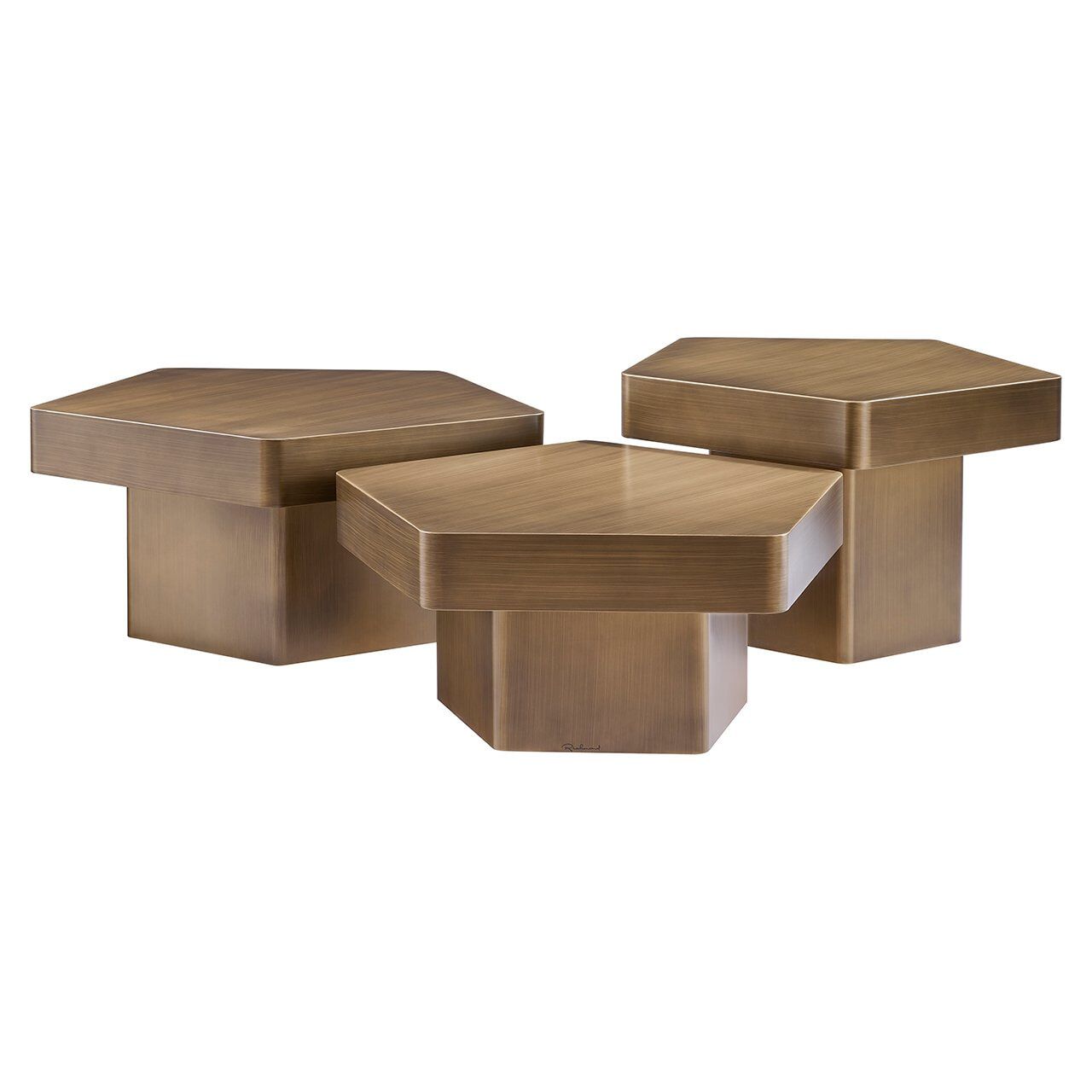 Richmond Salontafel Hexa Set – Luxe Geometrisch Design in Brushed Gold