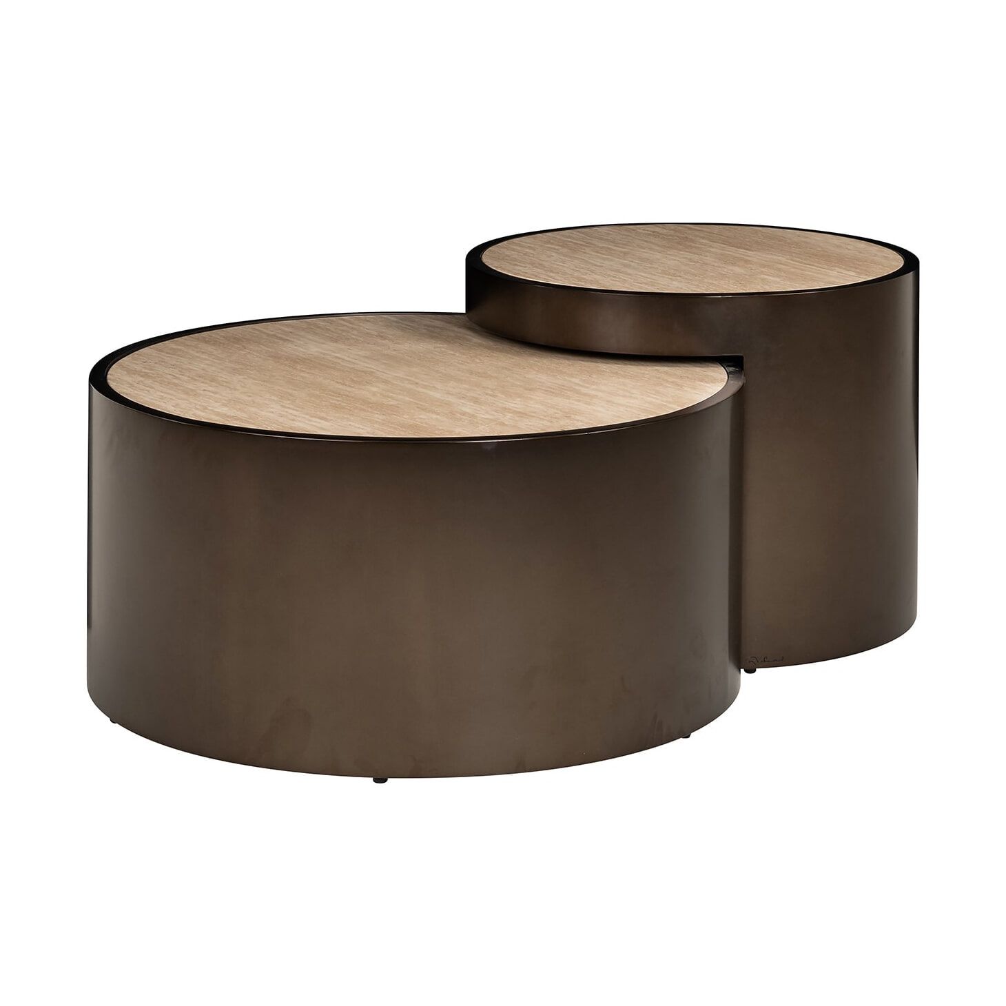 Richmond Salontafel Ronson – Luxe travertinlook in brons, set van 2