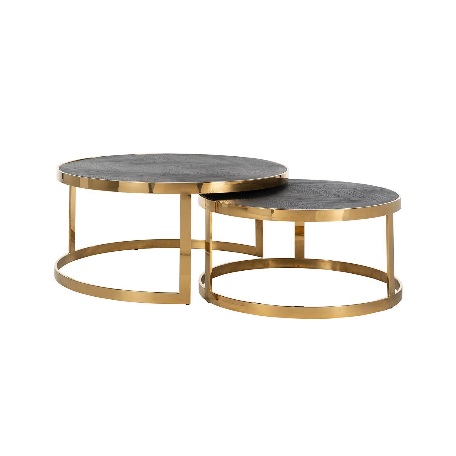 Richmond Salontafel Set van 2 – Rond, Zwart & Goud