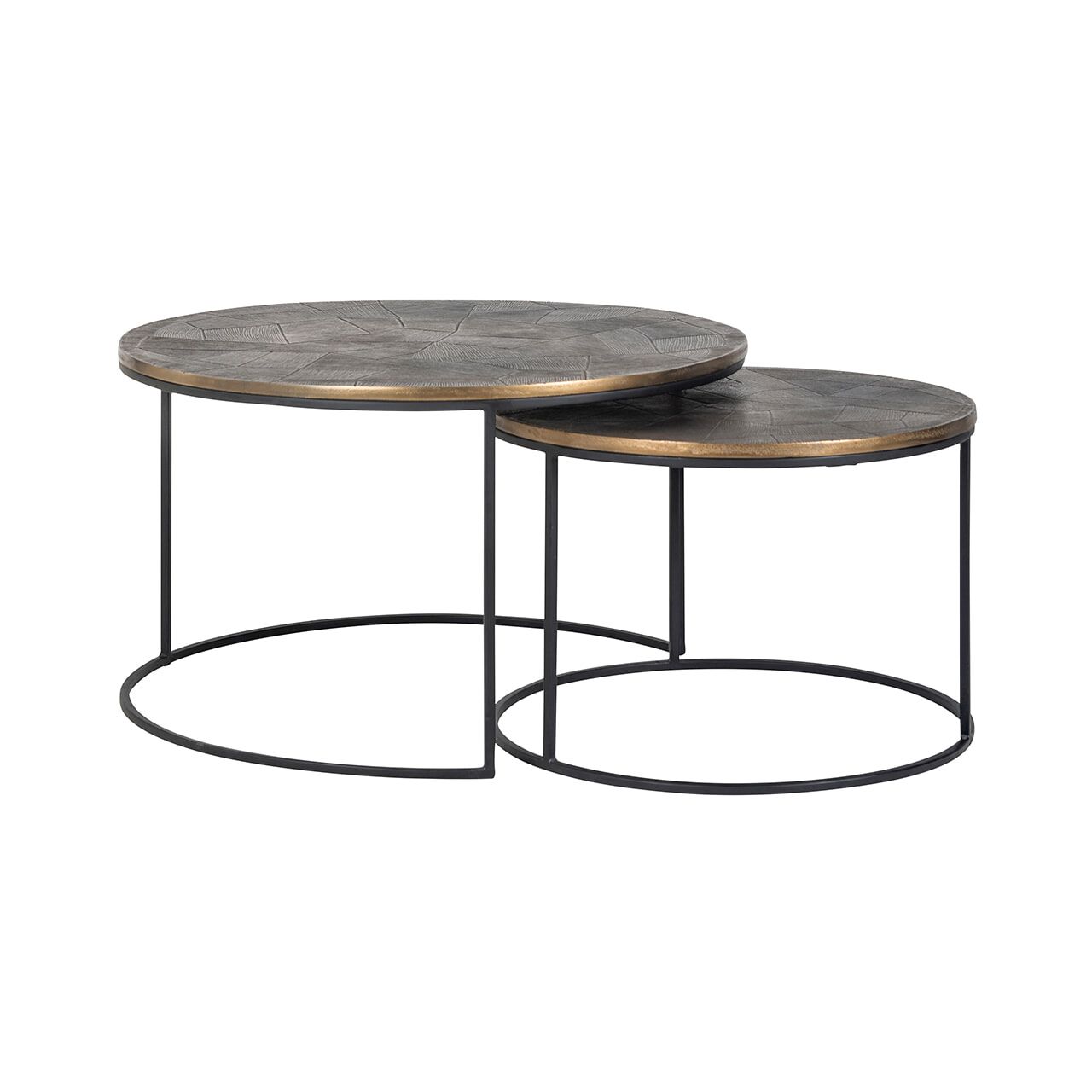 Richmond Salontafel Tulum Set – Luxe ronde tafels in Brushed Gold