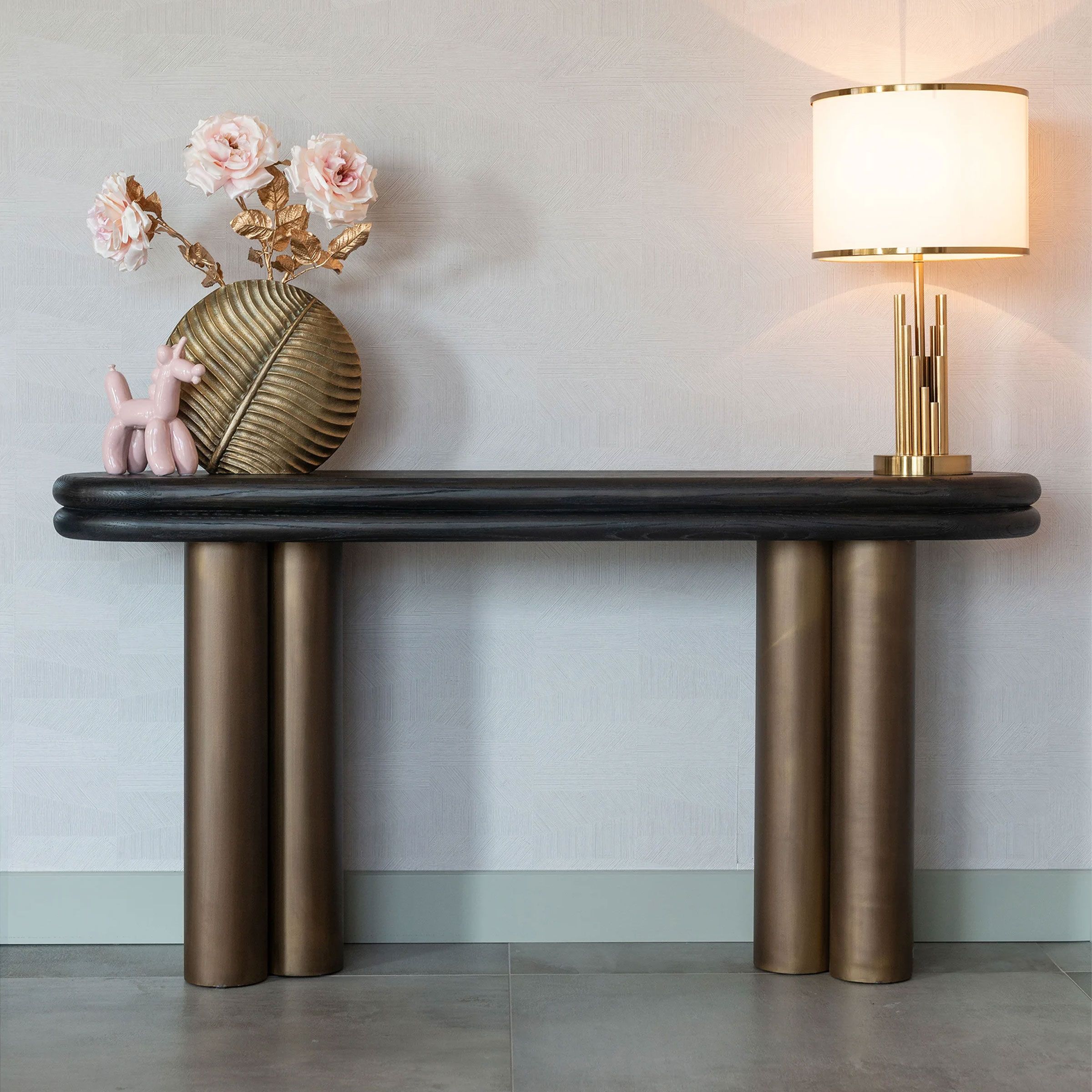 Richmond Sidetable Macaron – Ovaal eikenhouten blad met metalen onderstel, 160 cm