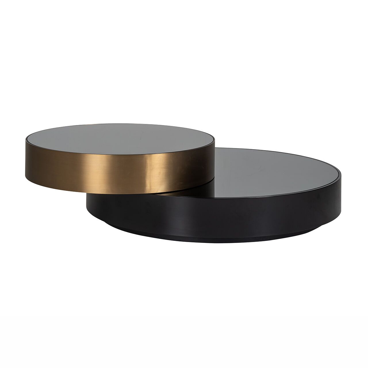 Richmond Slice Ronde Salontafel met Spiegelglas en Gouden Rand – 112 cm