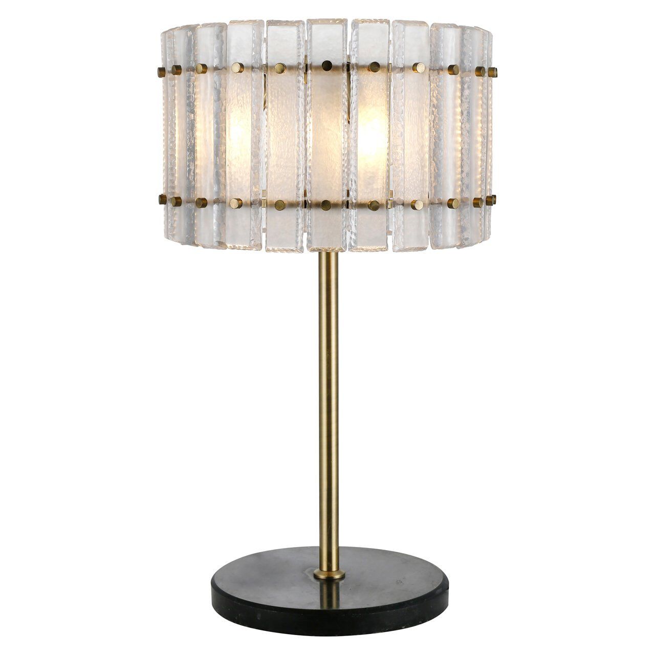 Richmond Tafellamp Feline – Elegante glazen lamp met antiek messing en marmer (80 cm)