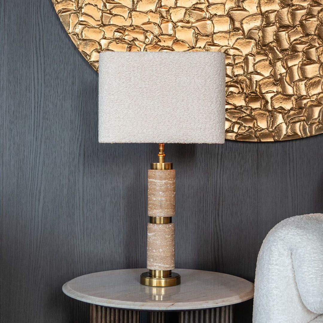 Richmond Tafellamp Lis in Goud – Elegante Travertin Accentlamp